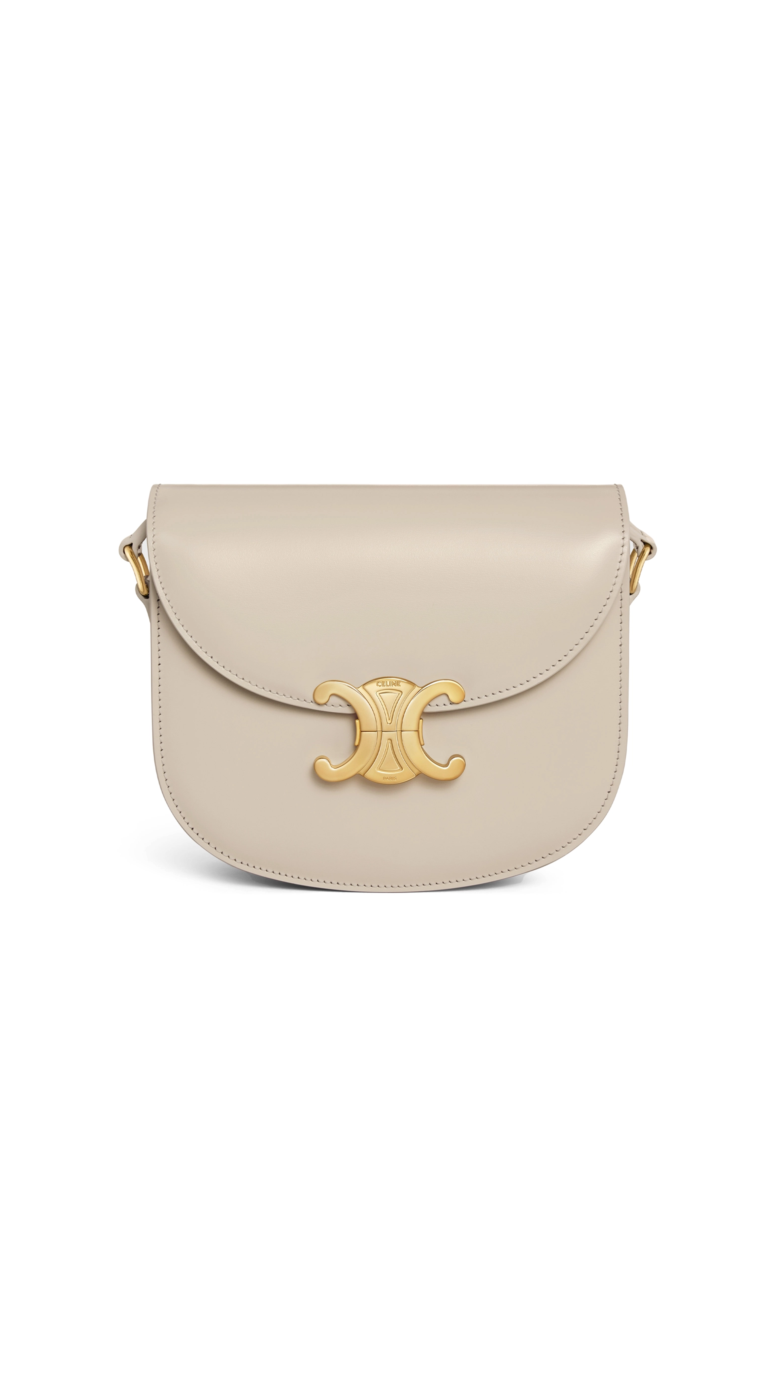 Besace Clea Bag in Shiny Calfskin - Light Stone