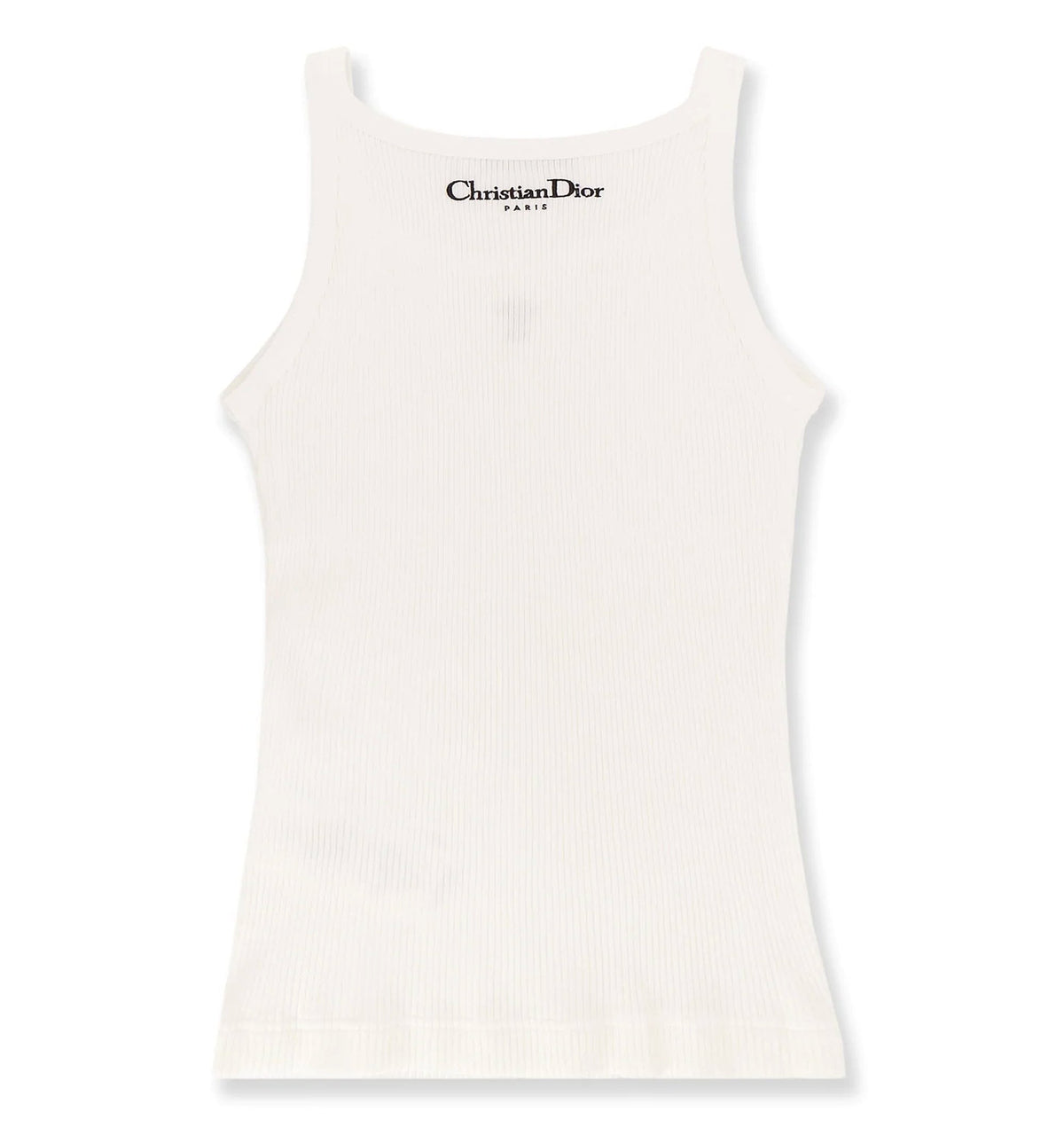 Tank Top White Ribbed Cotton Jersey