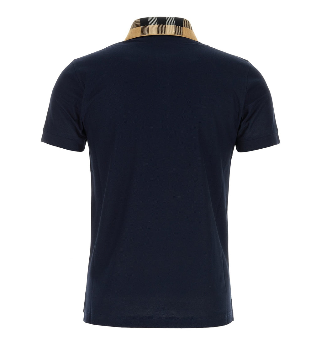 Check Collar Cotton Polo Shirt