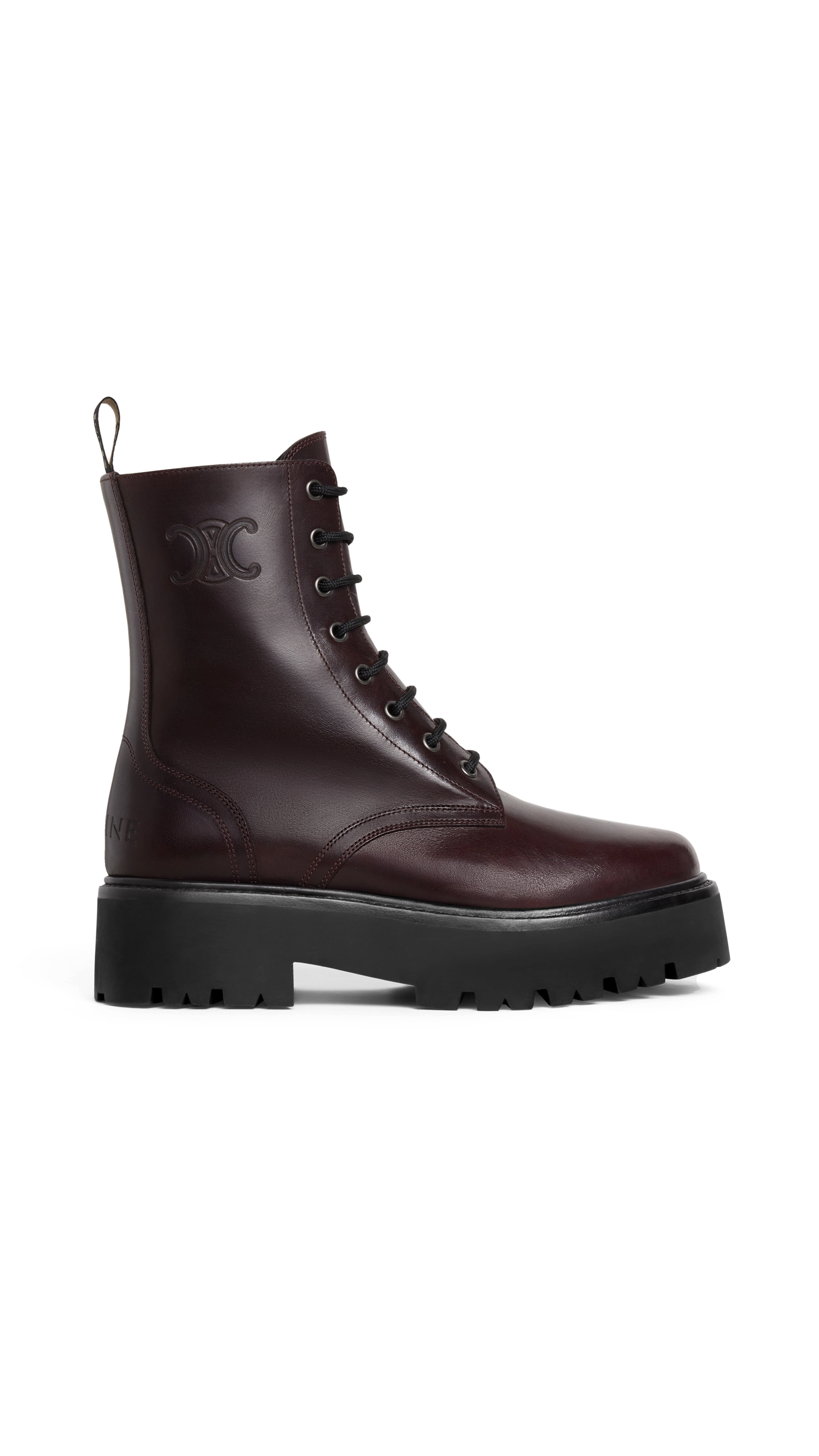 Bulky Lace-up Boot in Calfskin - Dark Brown