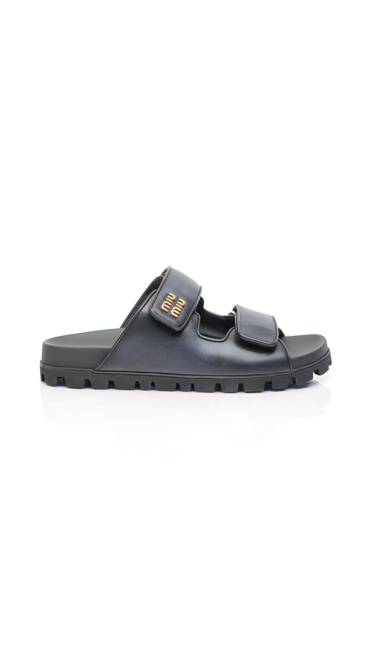 Flat Slide Sandals - Black