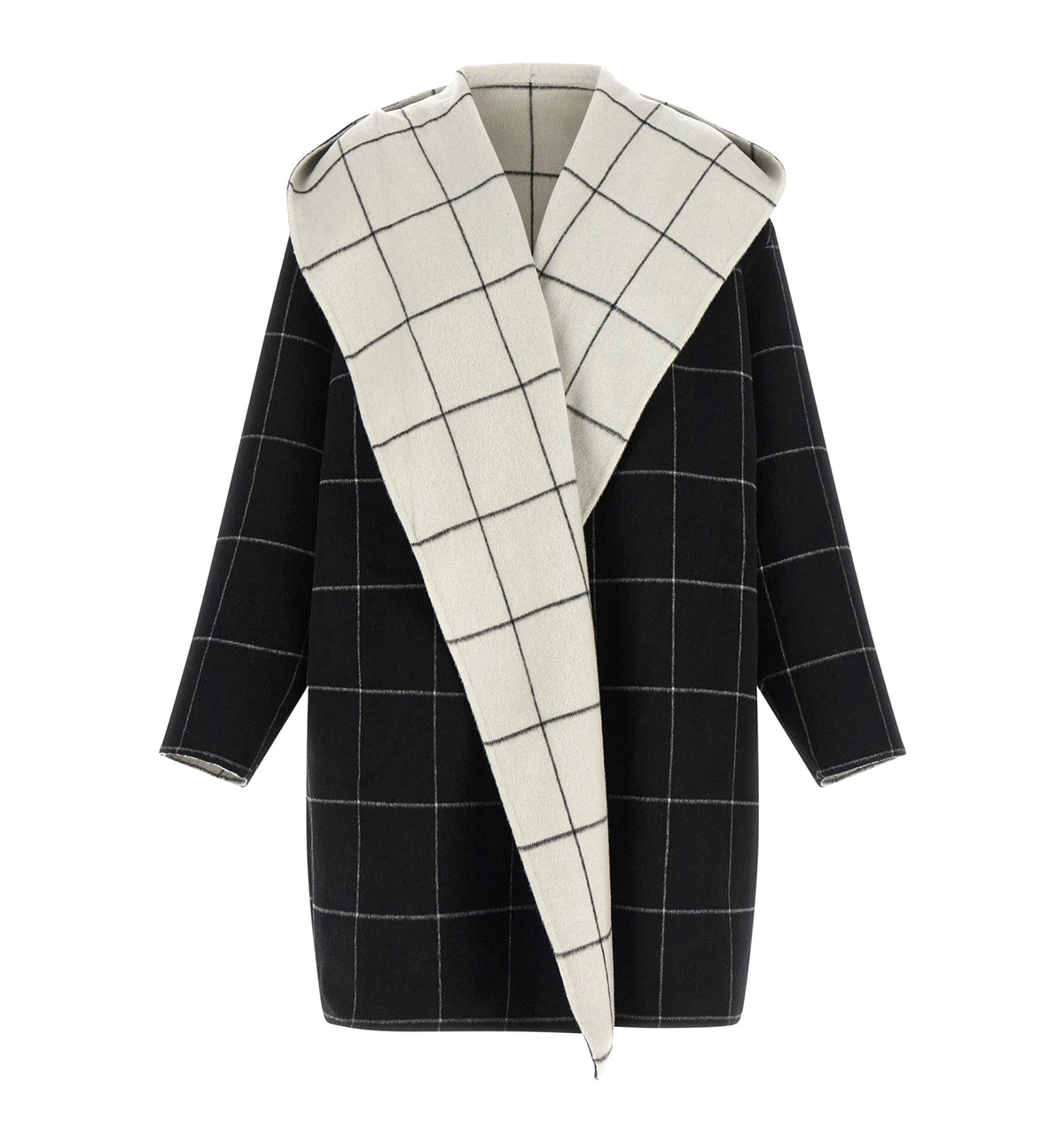 ' Windowpane Hoodie' reversible coat