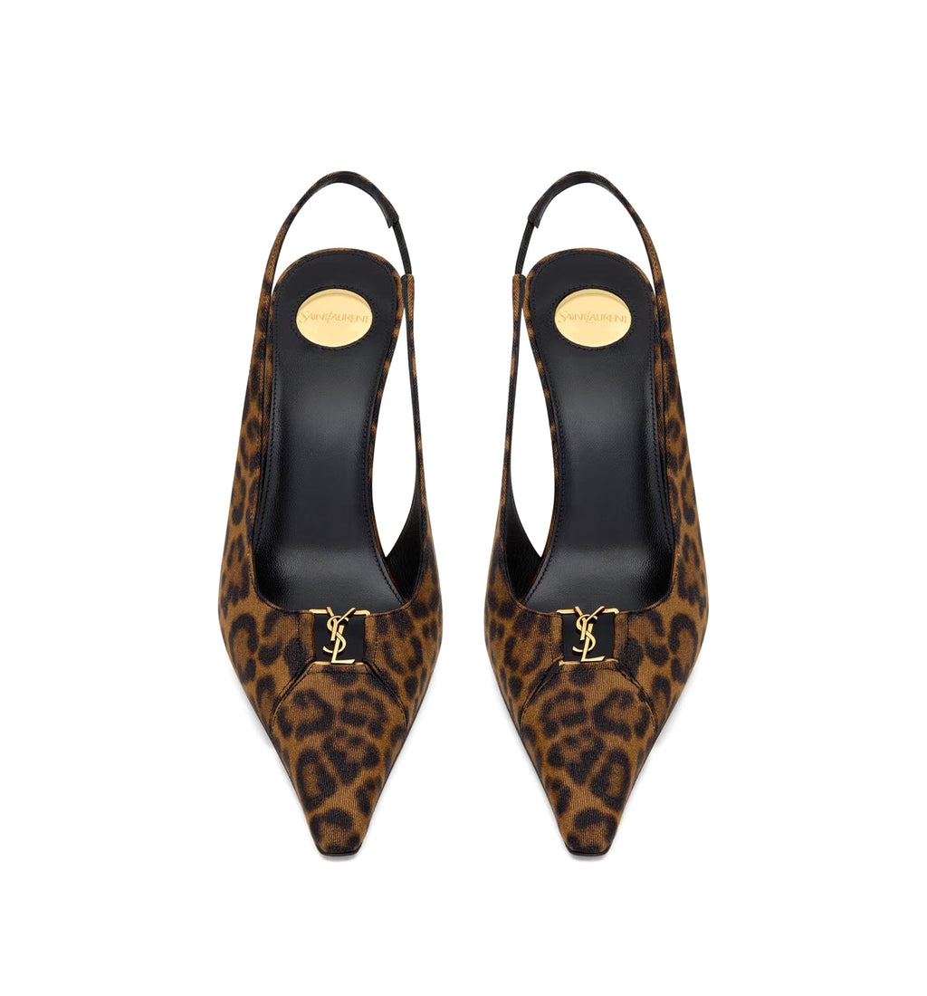Babylone Breteuil Slingback Pumps In Leopard Grosgrain