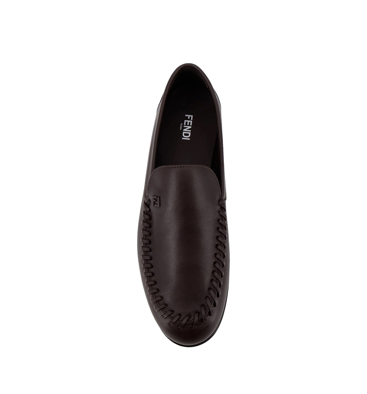 Leather Loafers with Metal FF Logo