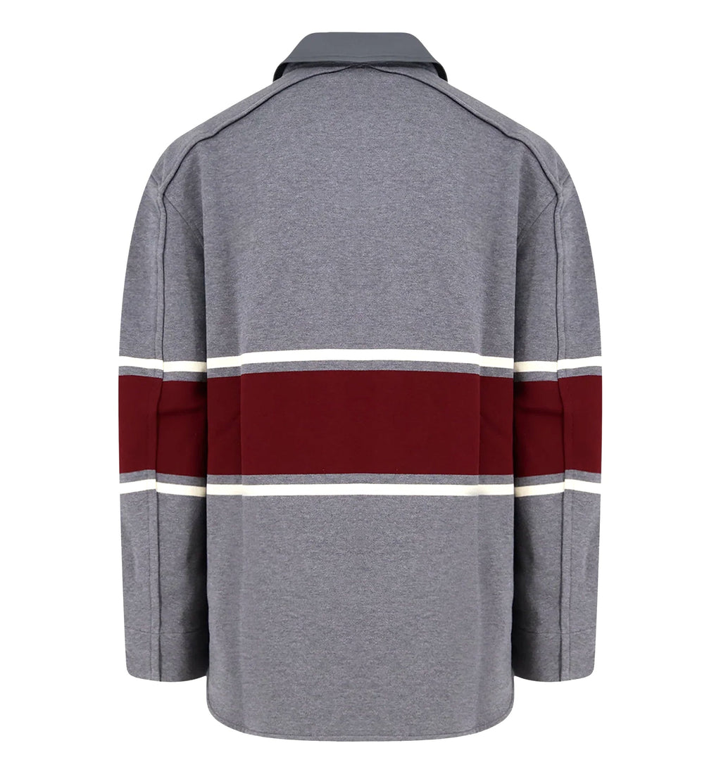 Oversized Two-Tone Striped Cotton Long-Sleeve Polo