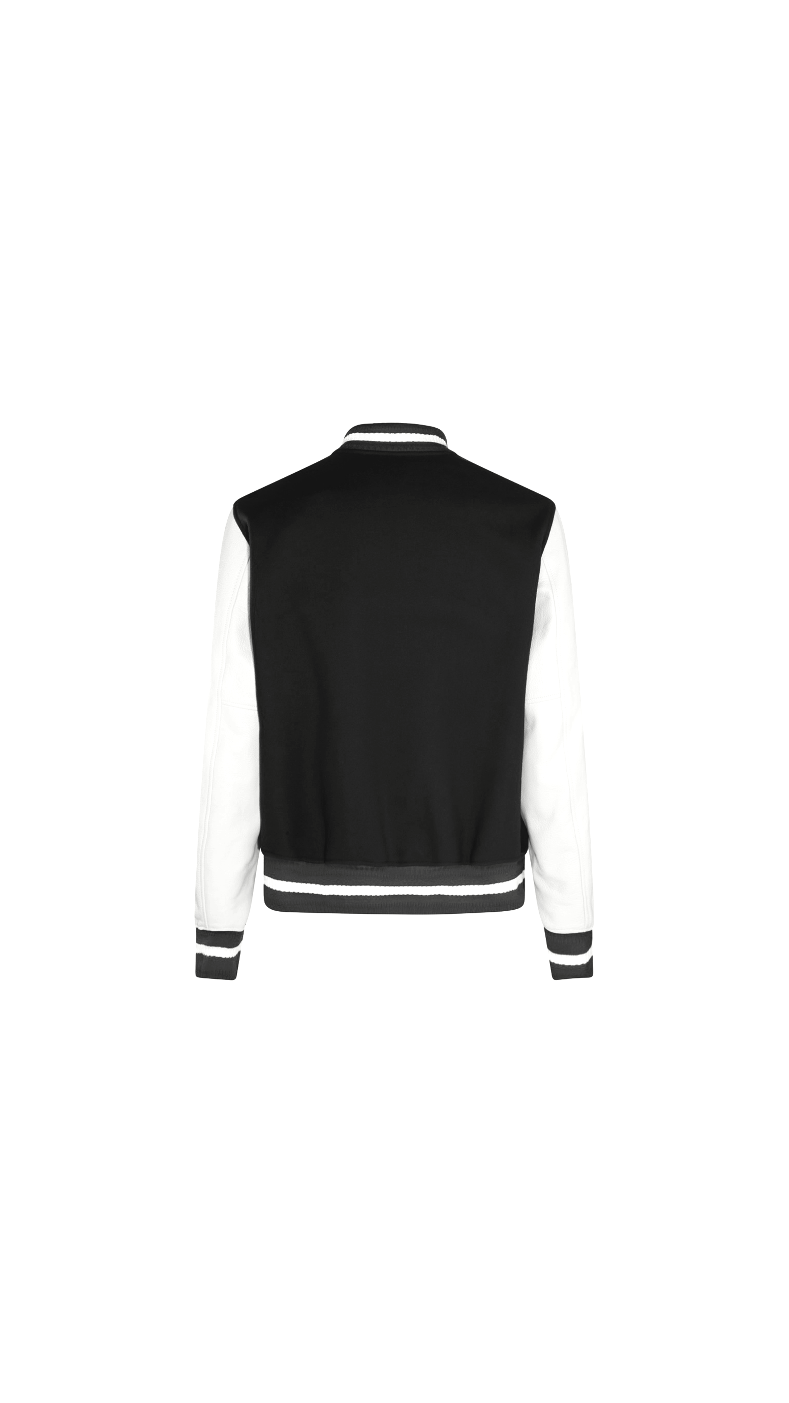 Varsity Jacket In Wool And Leather - Black / White