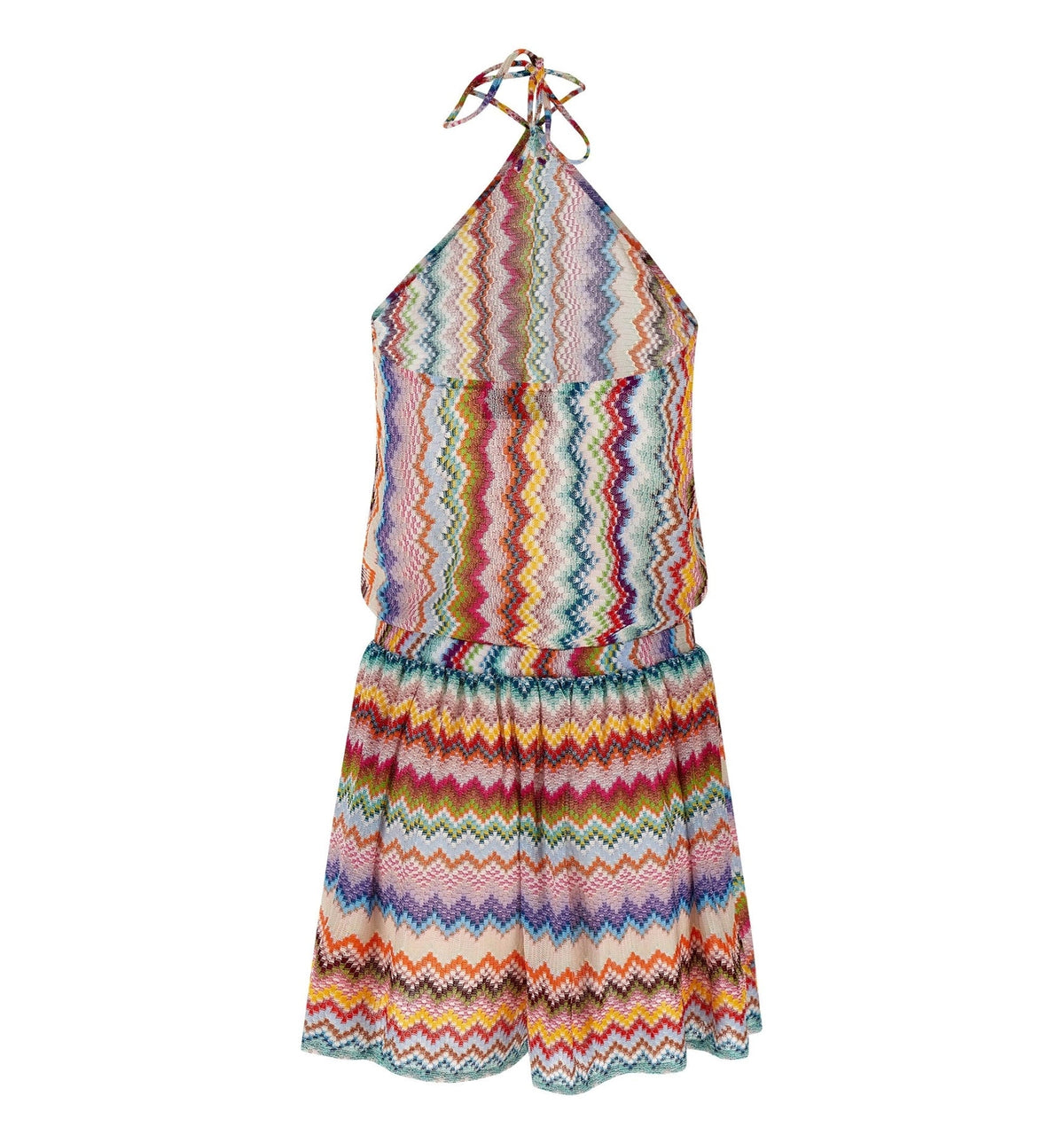 Short Jumpsuit In Lamé Viscose With Pixel-Effect Zigzag Pattern