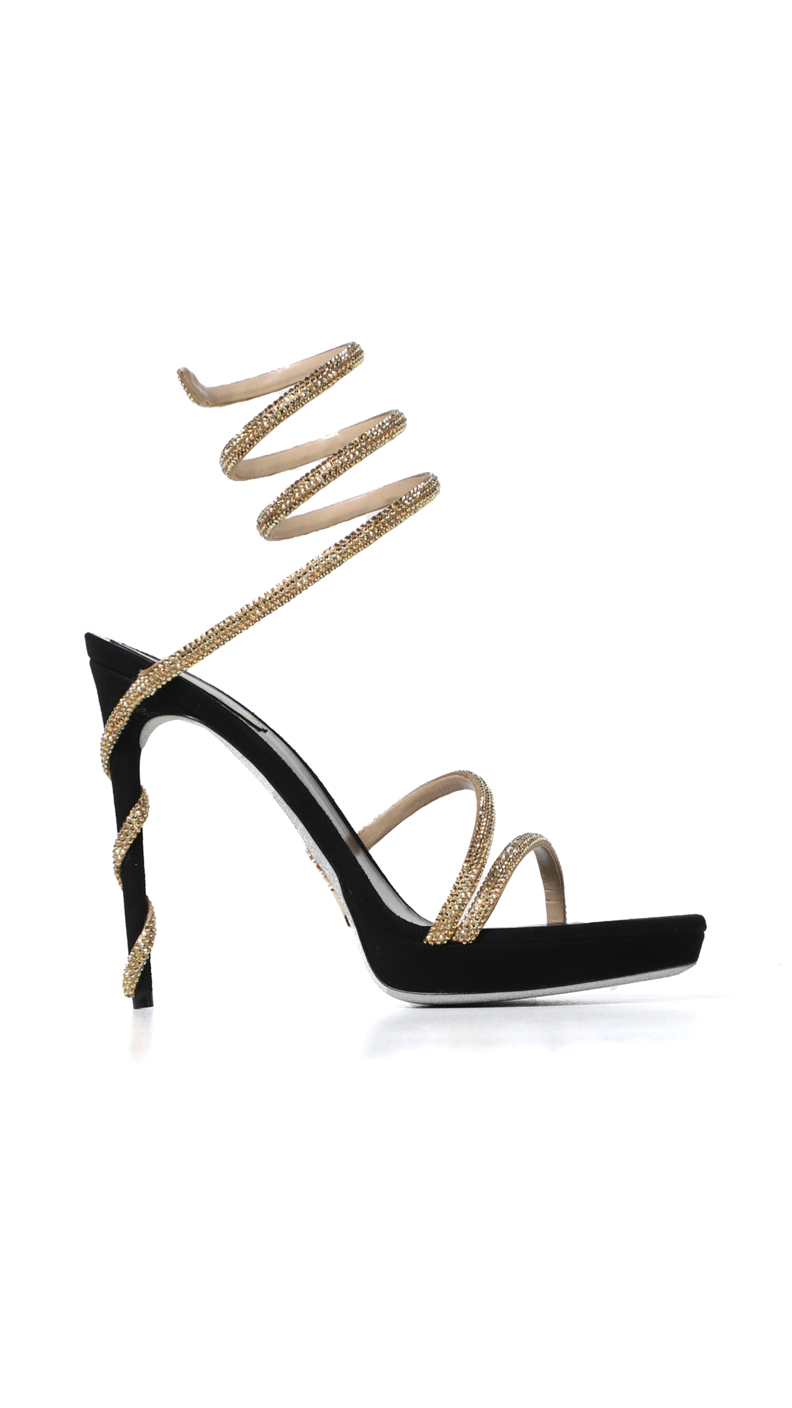 Margot Crystal Platform Sandals 120 - Black/Gold