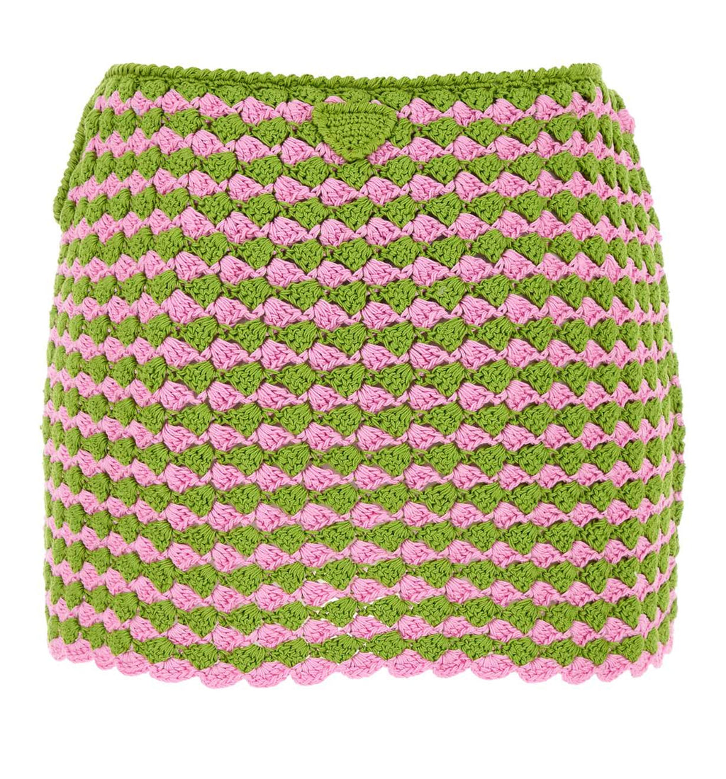 Two-Tone Crochet Mini Skirt