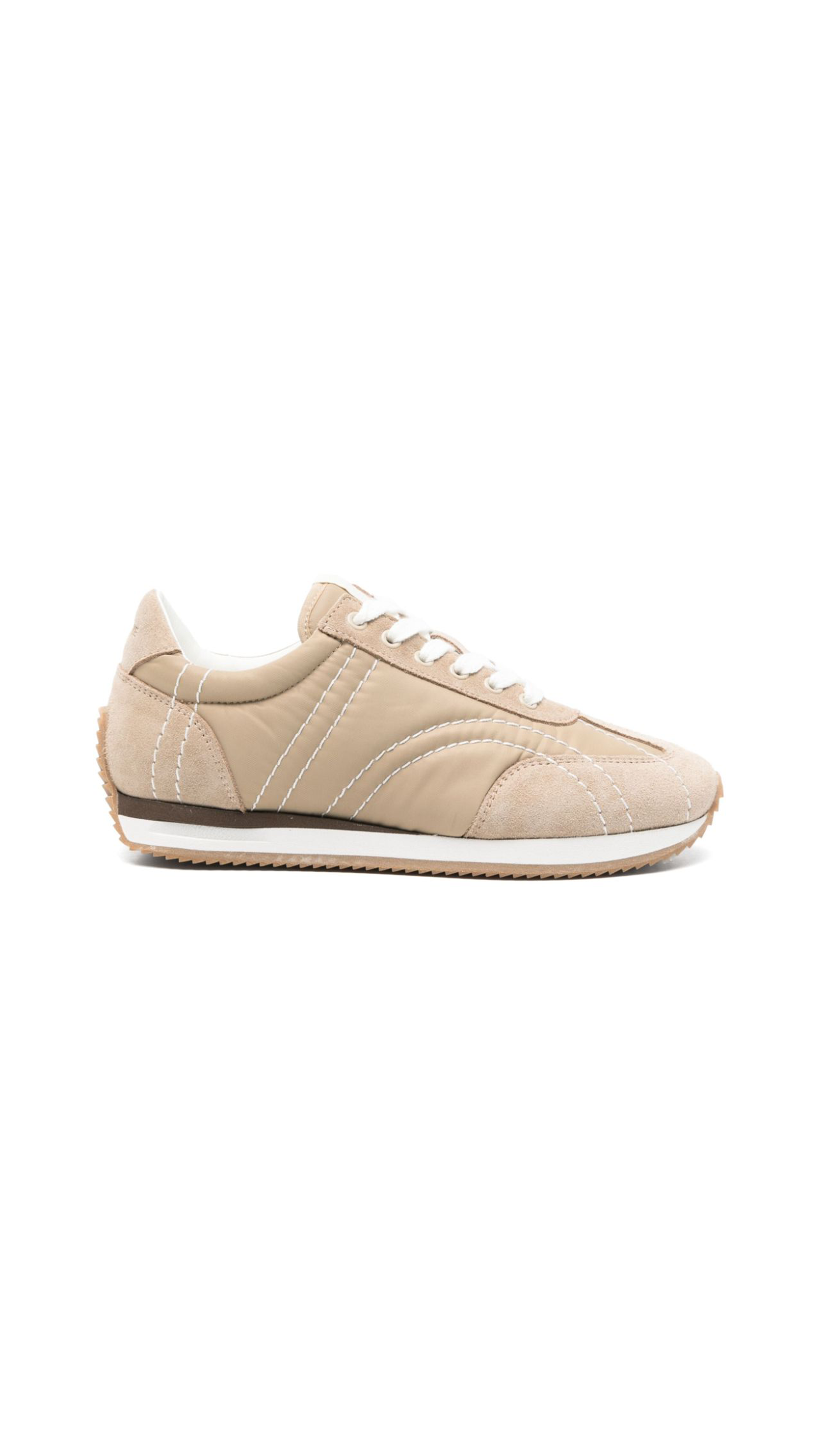 Sport Sneakers in Nylon and Suede - Beige