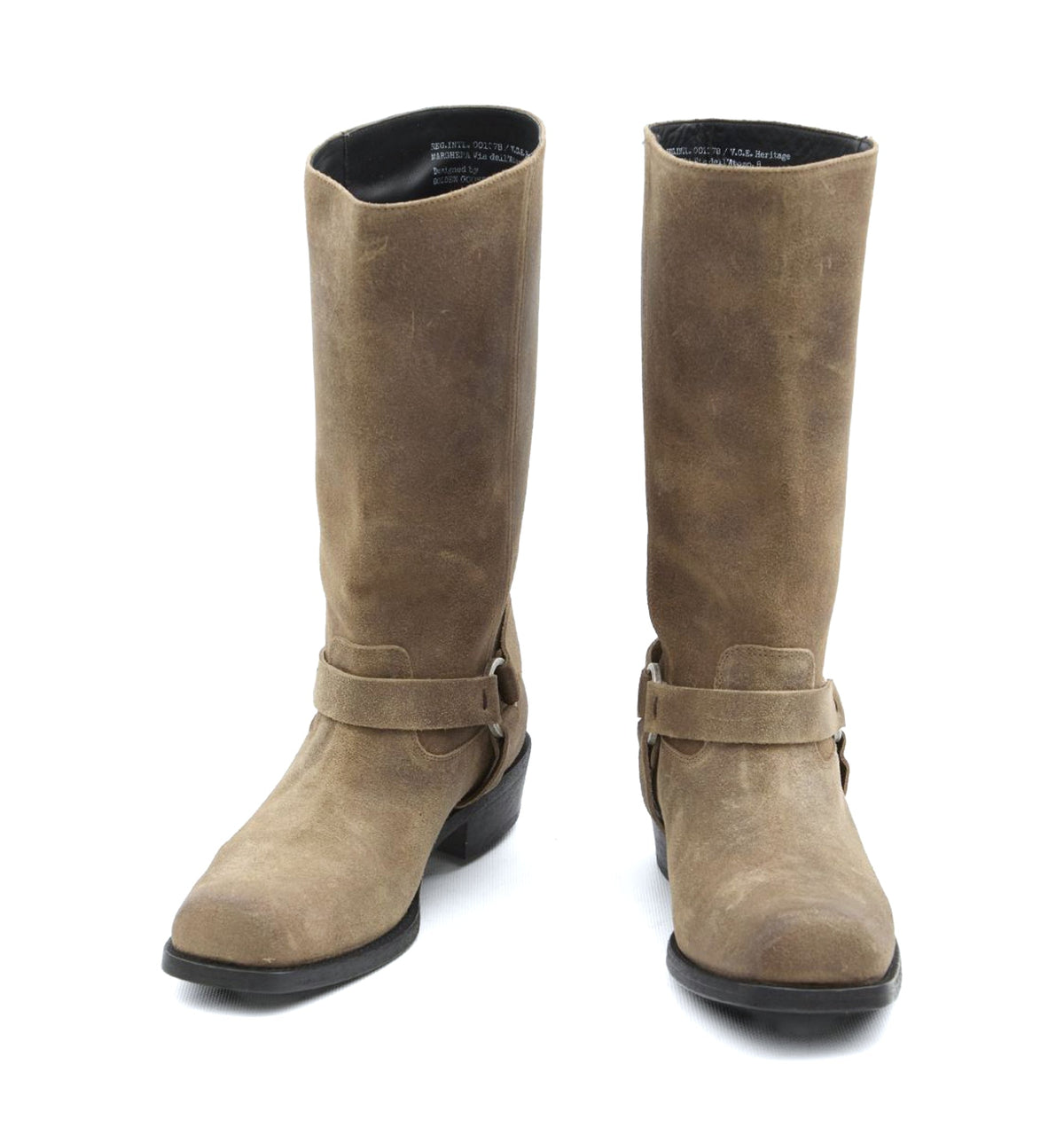 Waxed suede biker boots