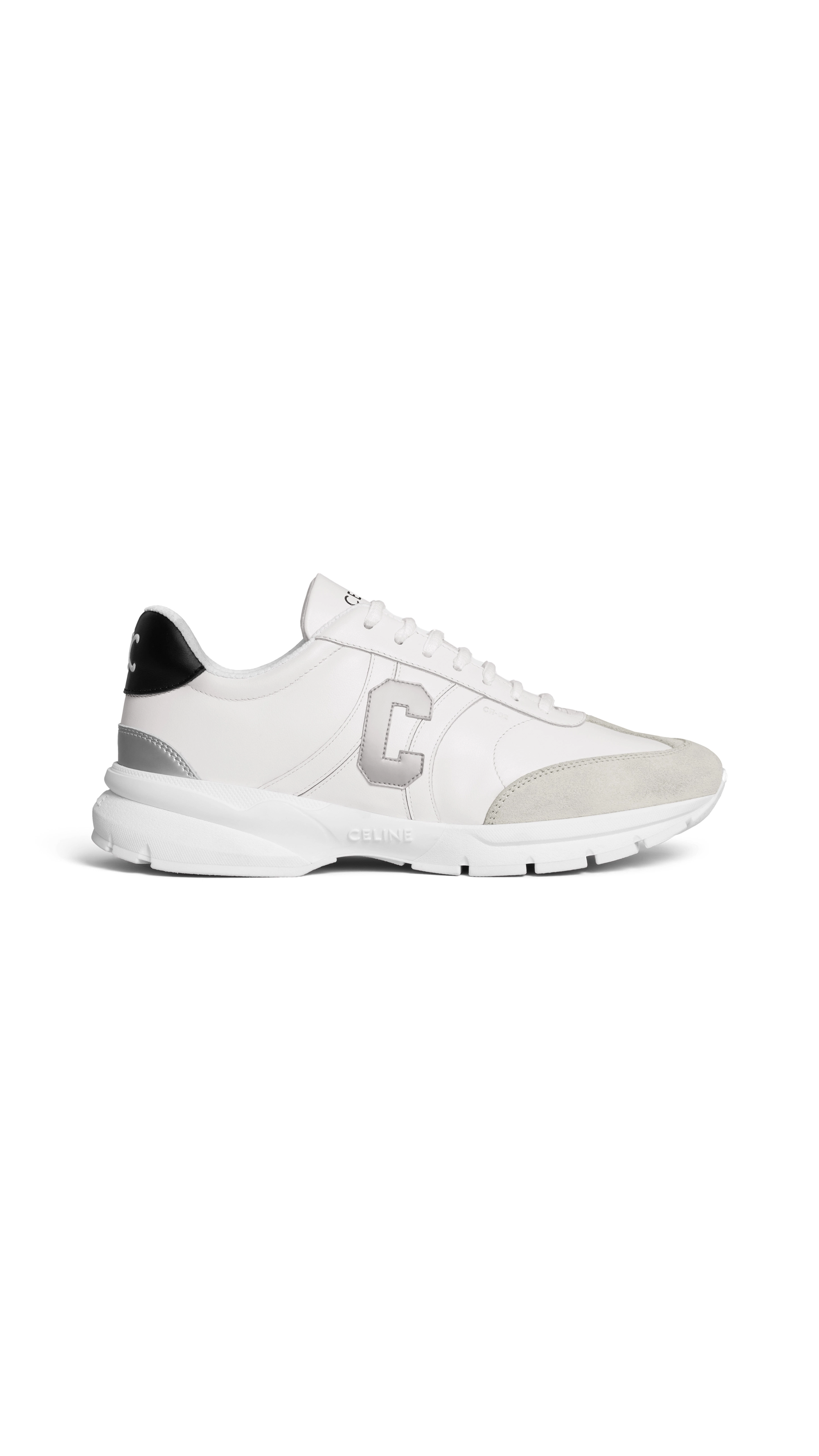 Runner CR-02 in Suede Calfskin and Matte Metallic Calfskin - Optic White/Black/Grey/Silver