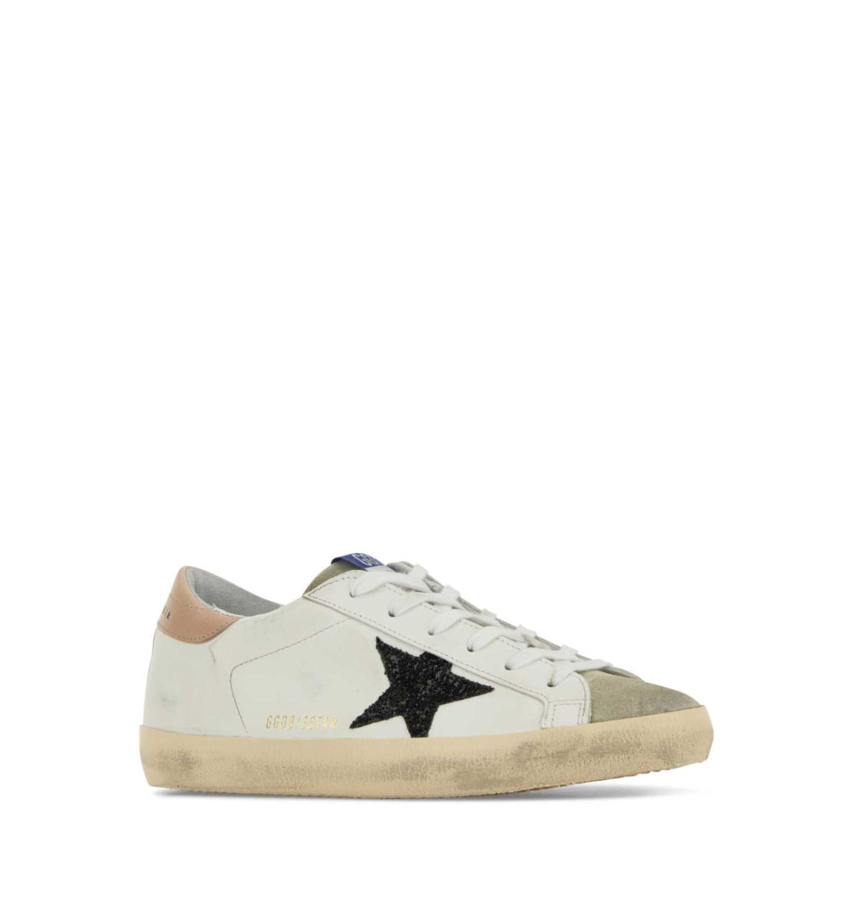 Super-Star Sneakers With Black Glitter Star And Pink Heel Tab