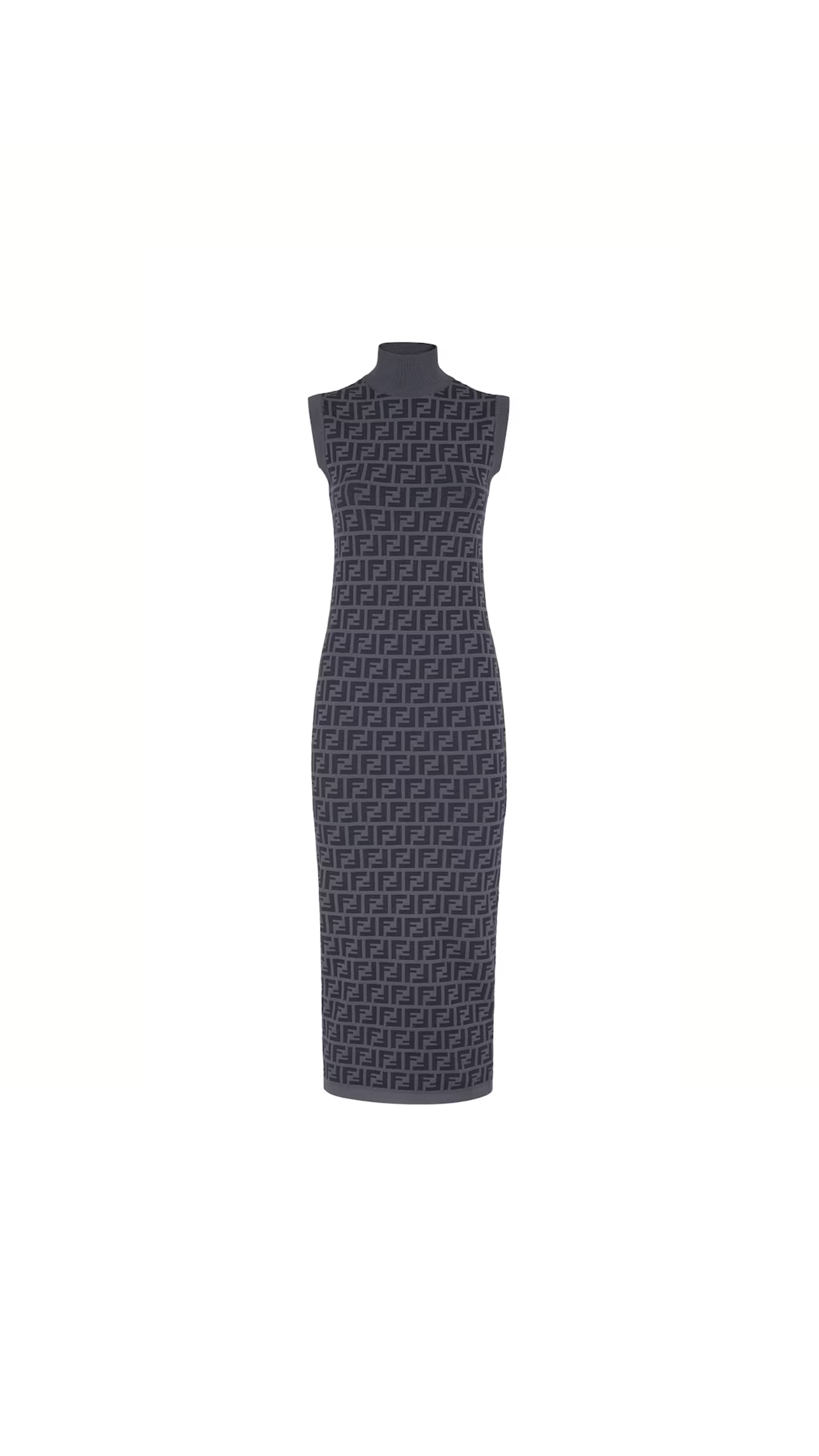 FF Viscose High Neck Dress - Dark Grey