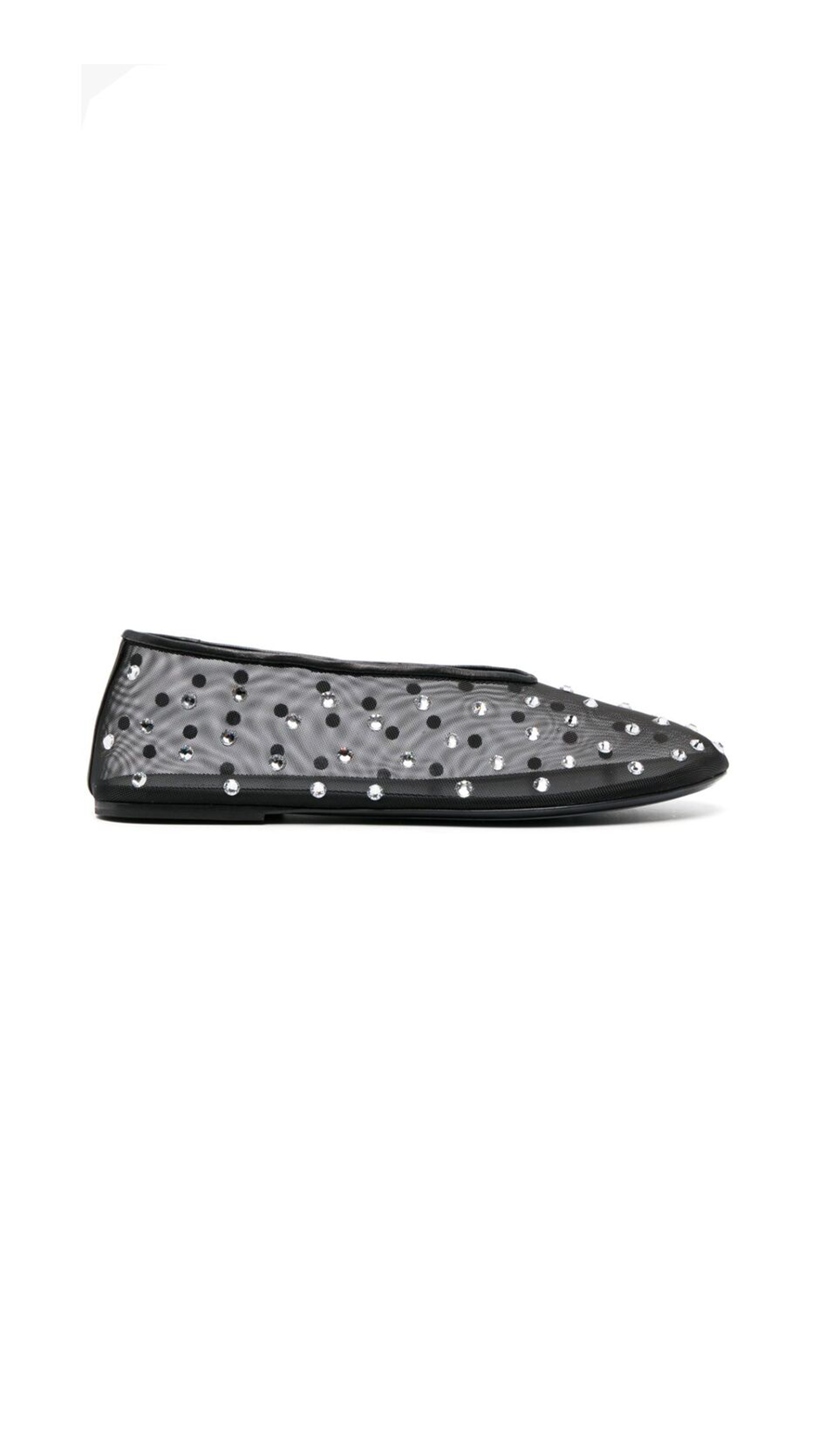 The Marcy Flat in Mesh with Crystal - Black