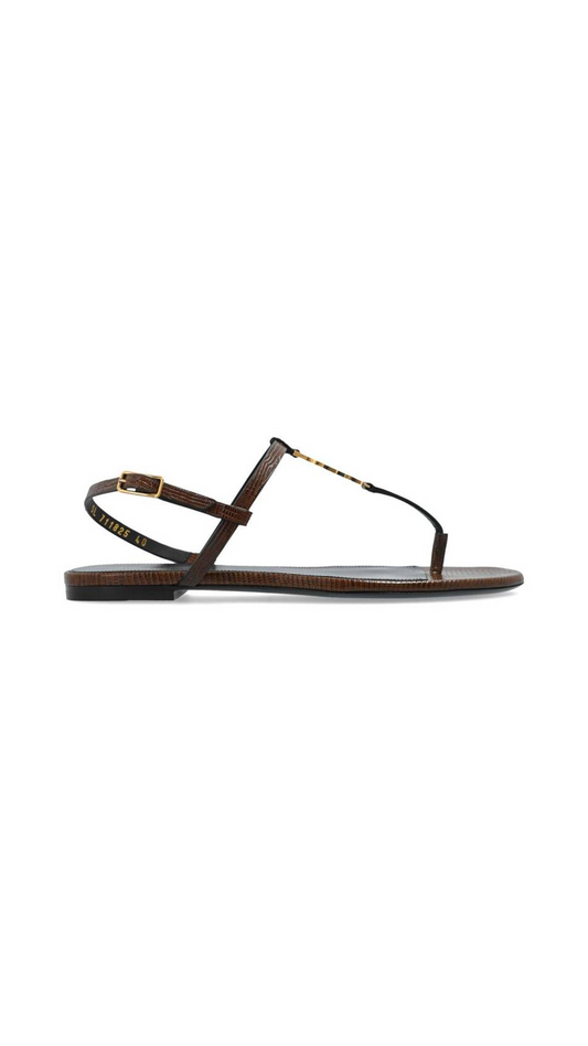 Cassandre Sandals in Lizard Embossed Leather - Brown