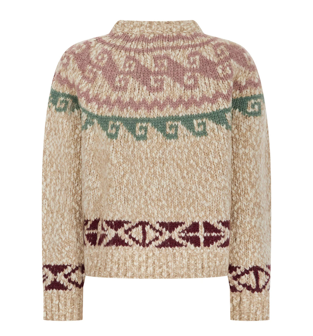 Geometric Jacquard Wool Blend Sweater