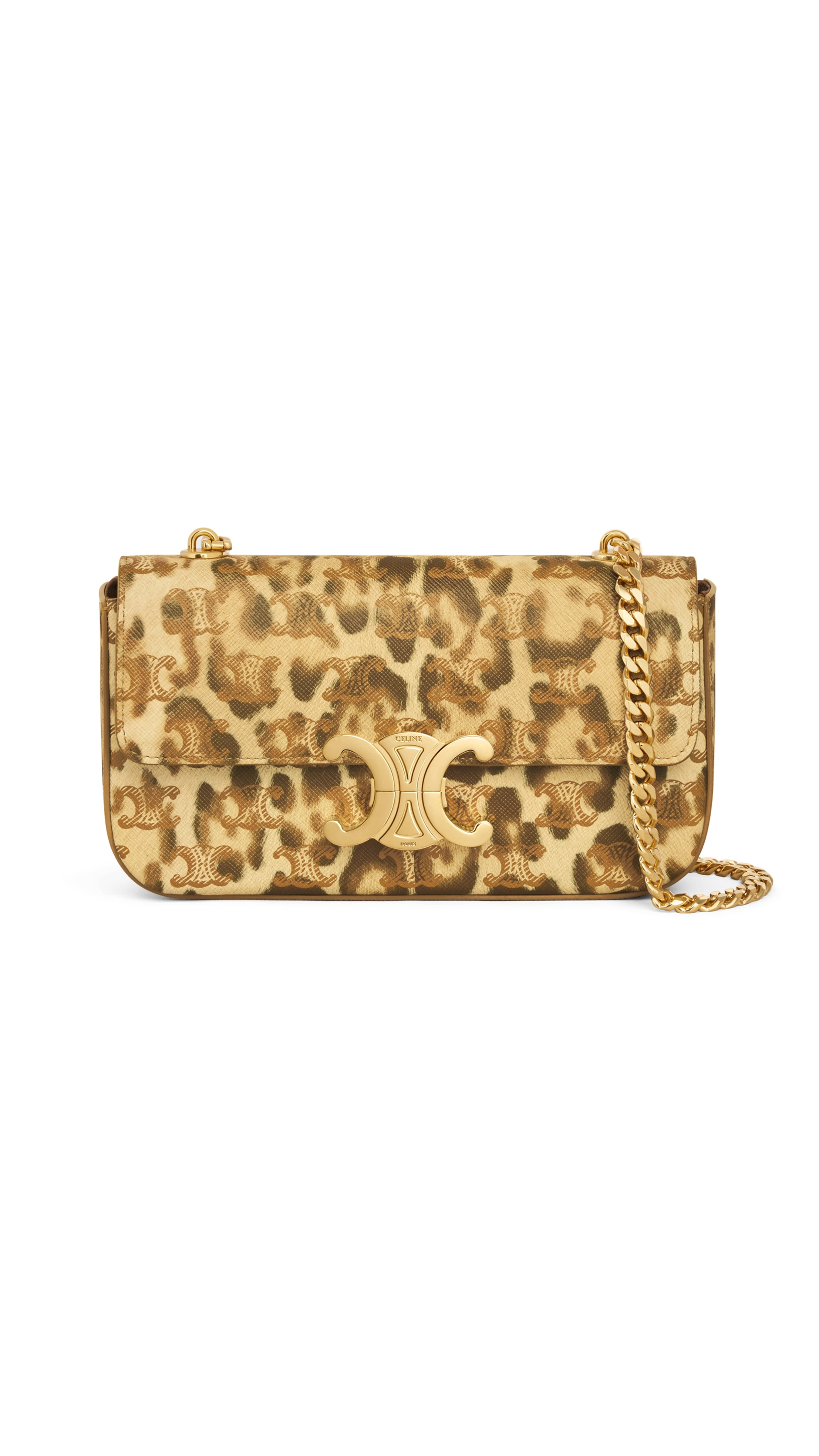 Chain Claude Shoulder Bag in Triomphe Canvas with Leopard Print - Leopard