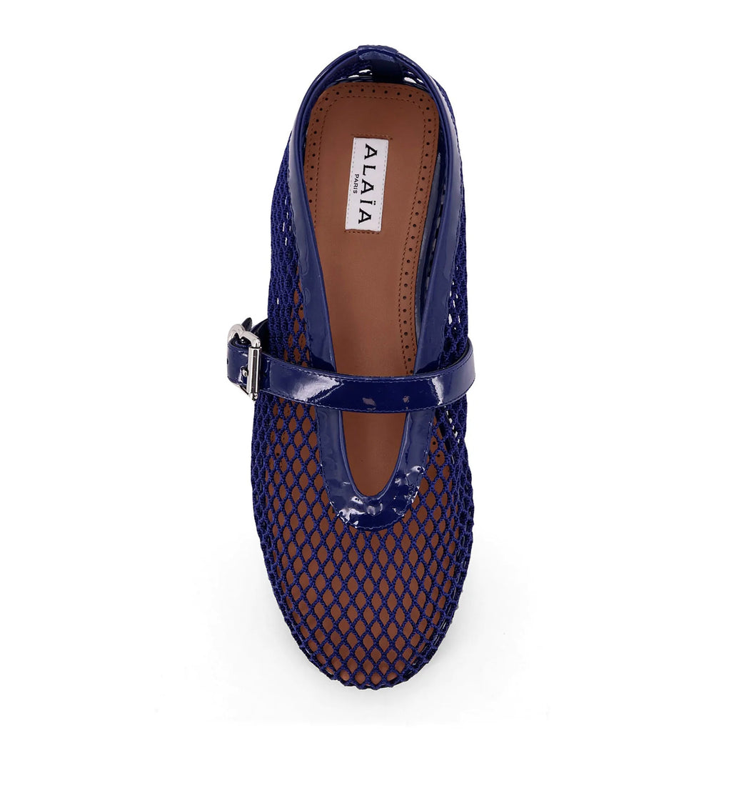 Mesh Ballet Flats With Patent Leather Profile