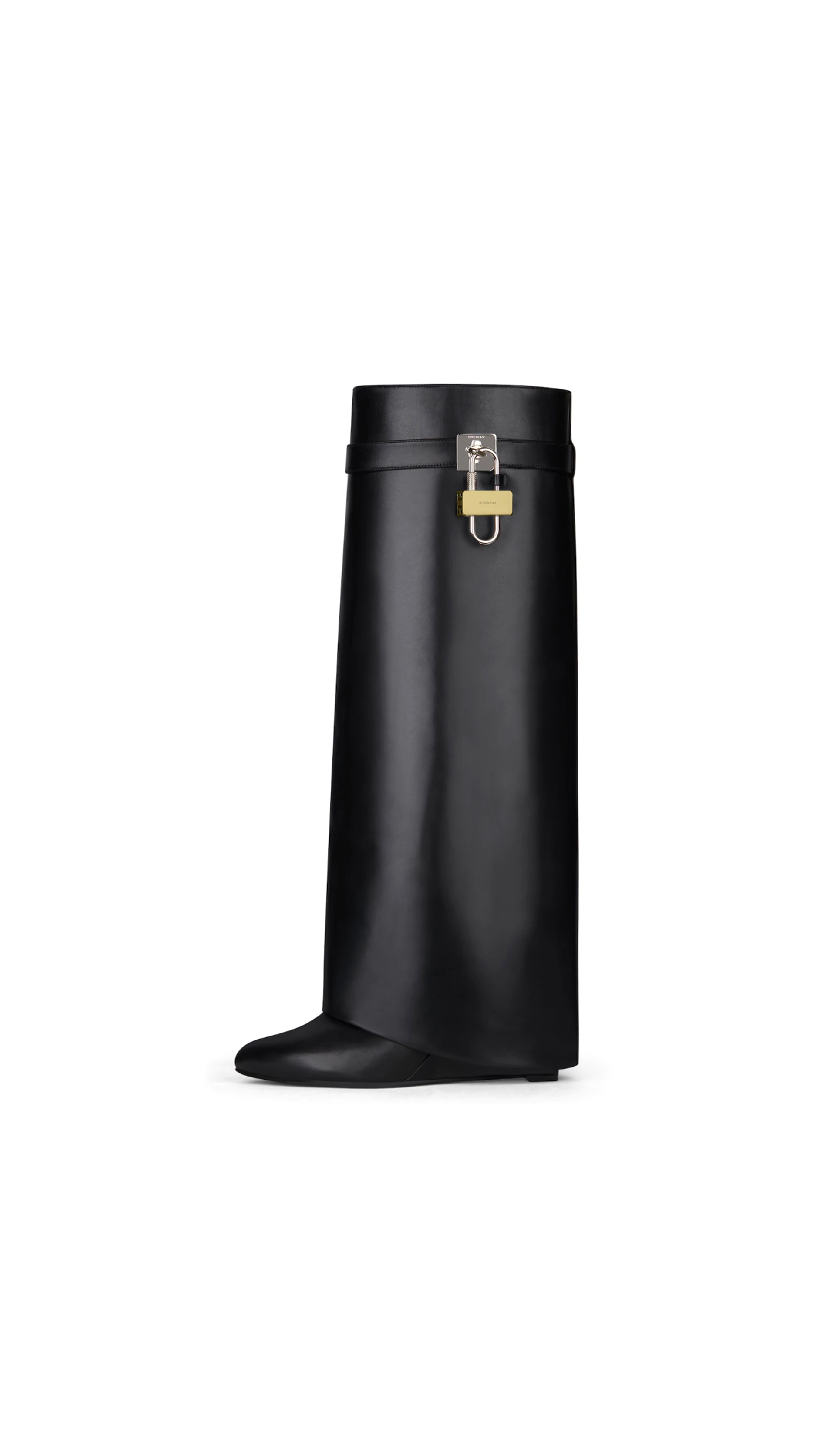 Shark Lock Boots Wide Fit in Leather - Black