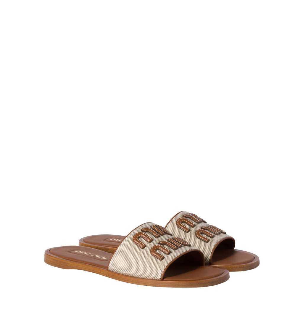 Canvas And Leather Slides