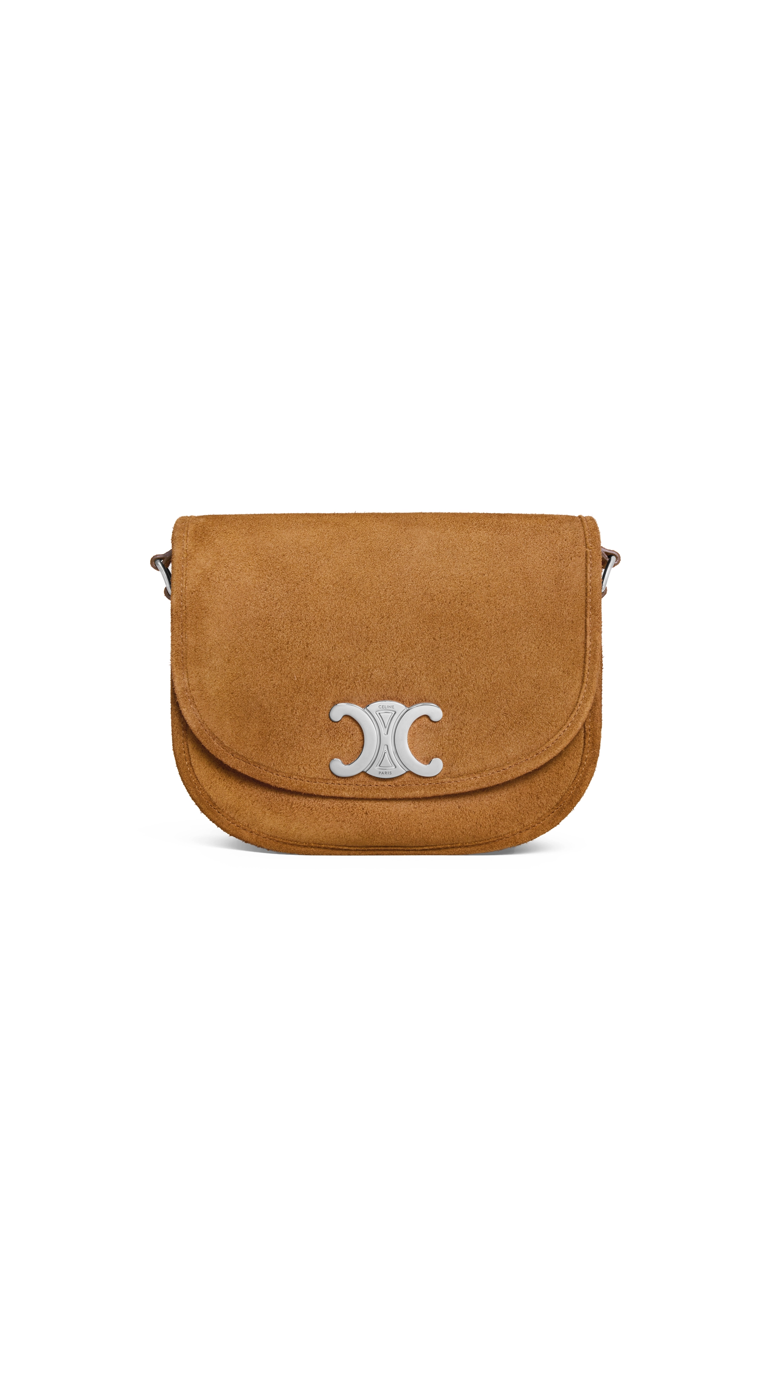 Medium Besace Triomphe in Suede Calfskin - Havana