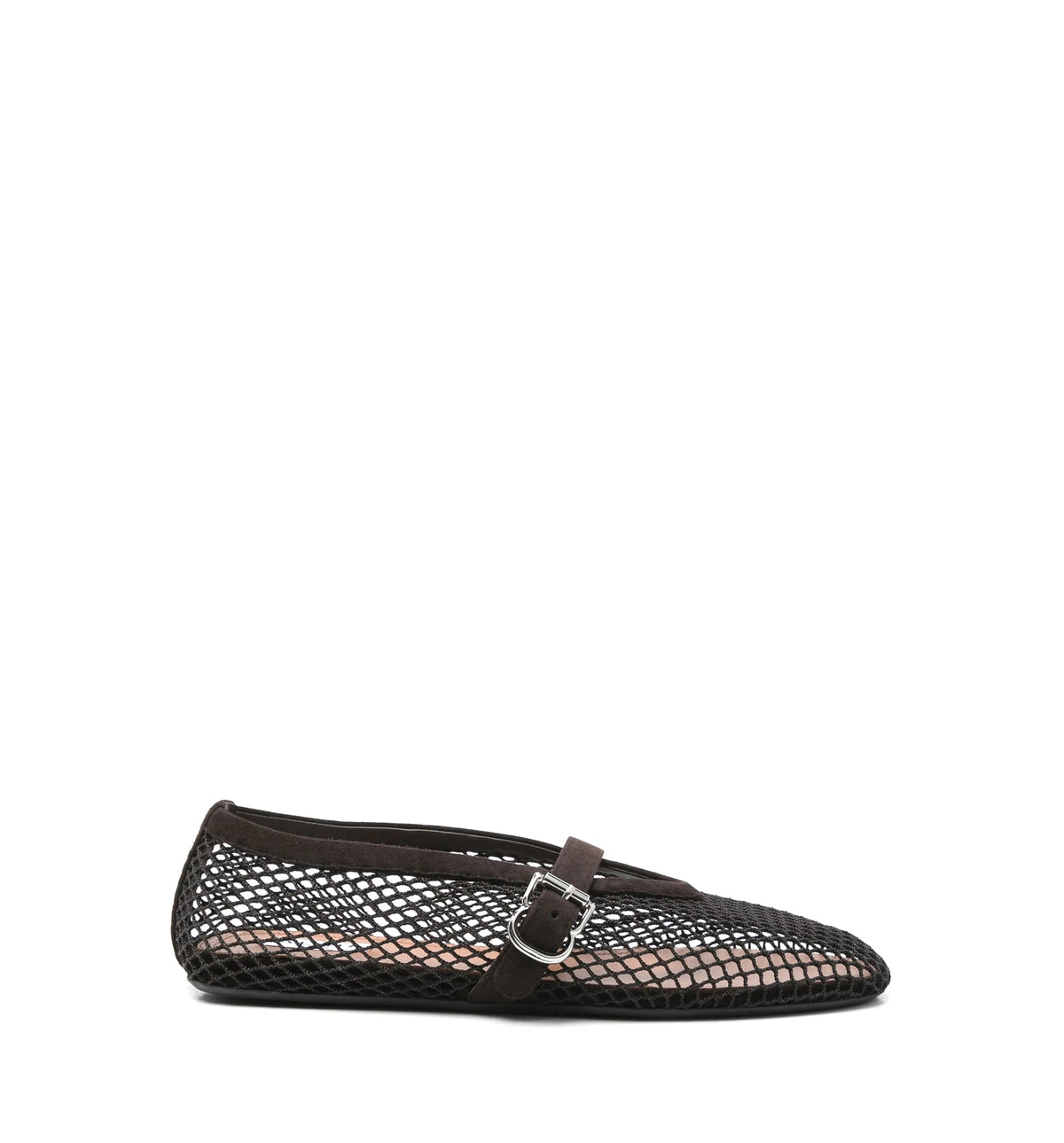Ballet Flats In Fishnet And Suede Goatskin