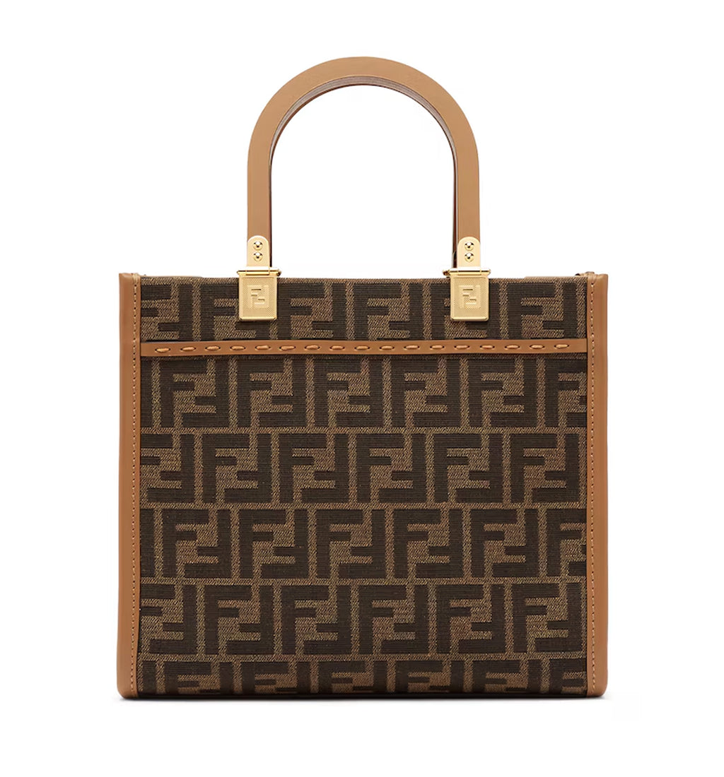 Sunshine Small Brown FF Jacquard Fabric Bag
