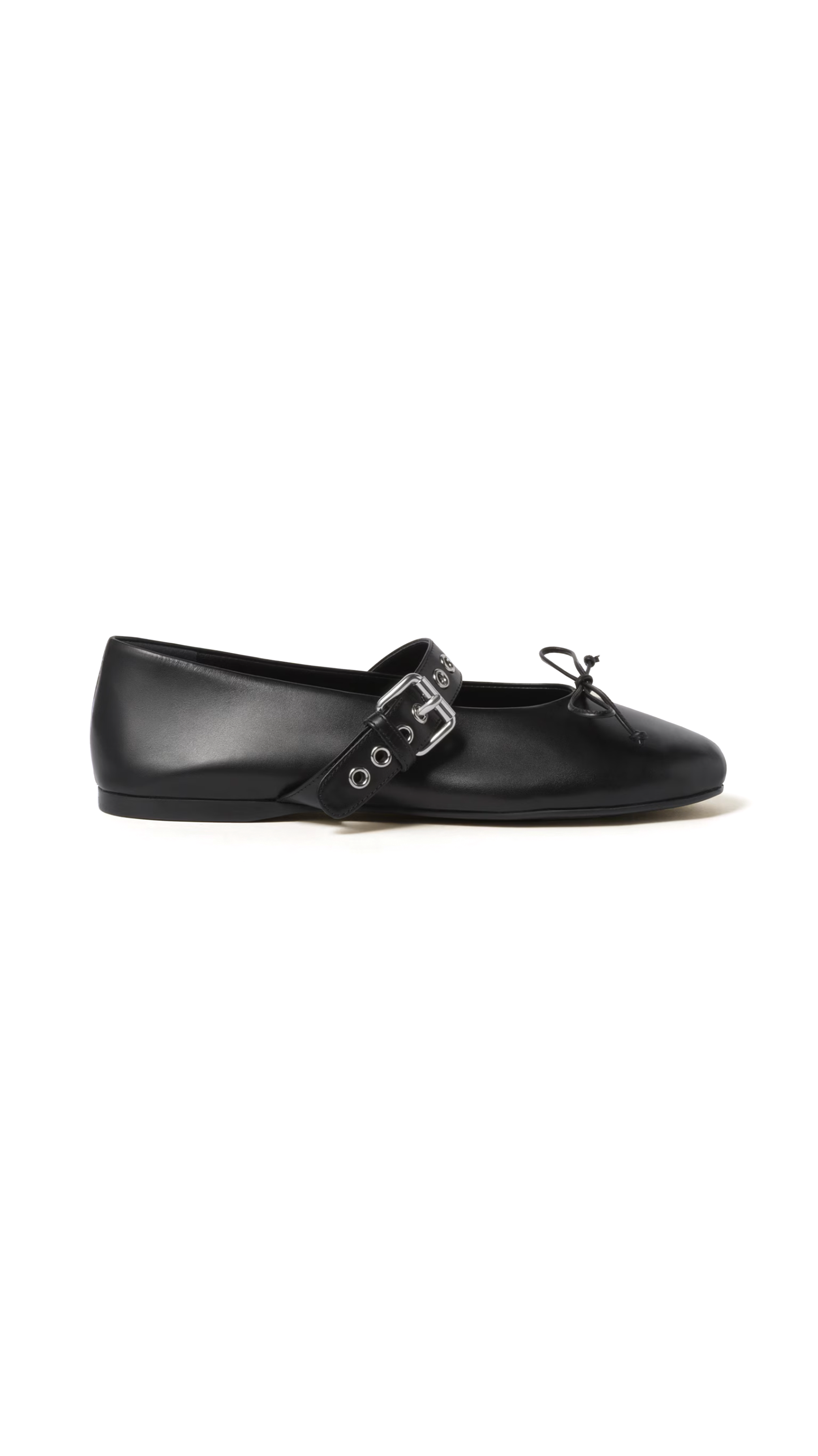 Buckle Leather Ballerinas - Black