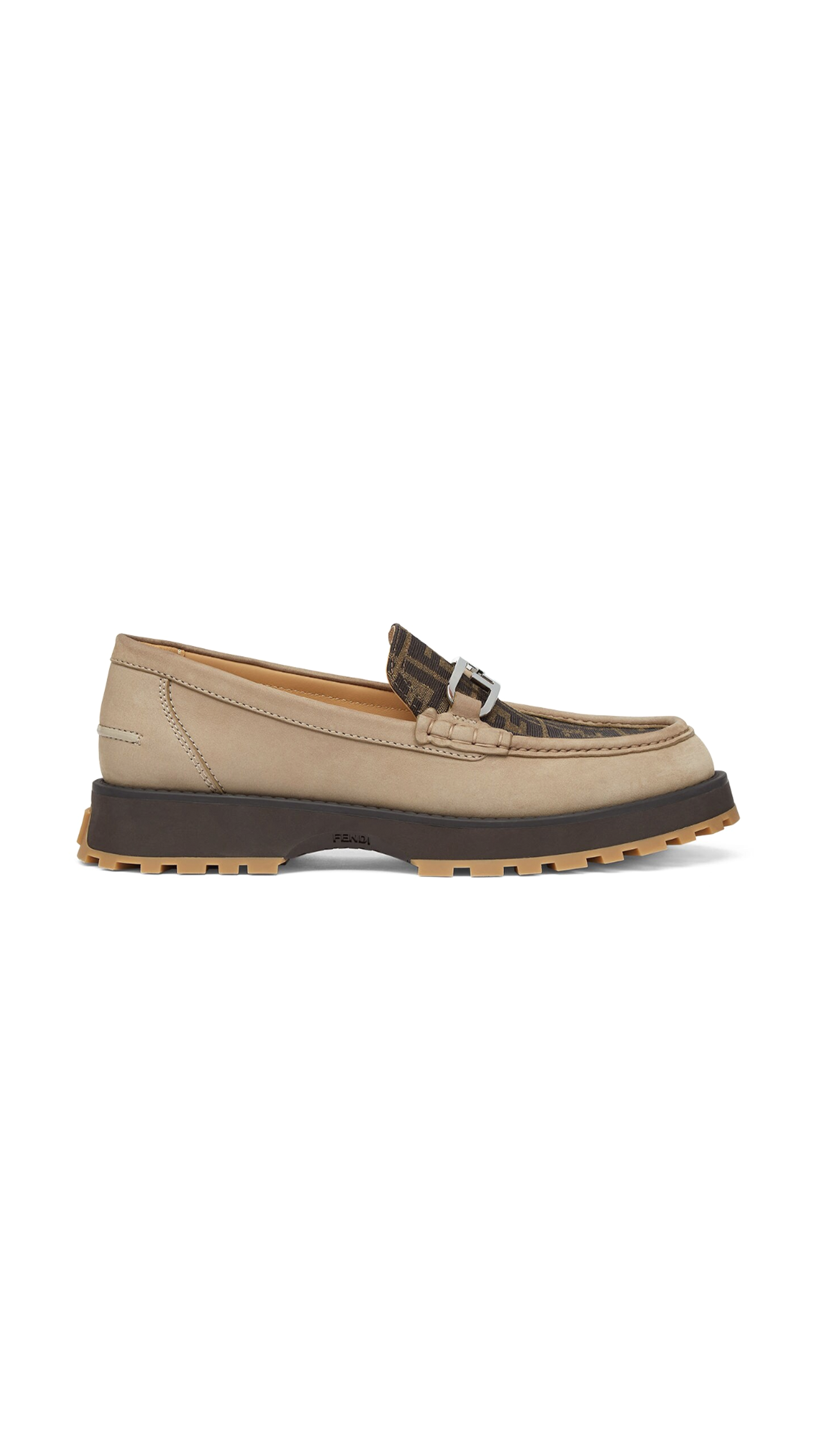 Fendi O'Lock Nubuk Loafers - Beige/Brown