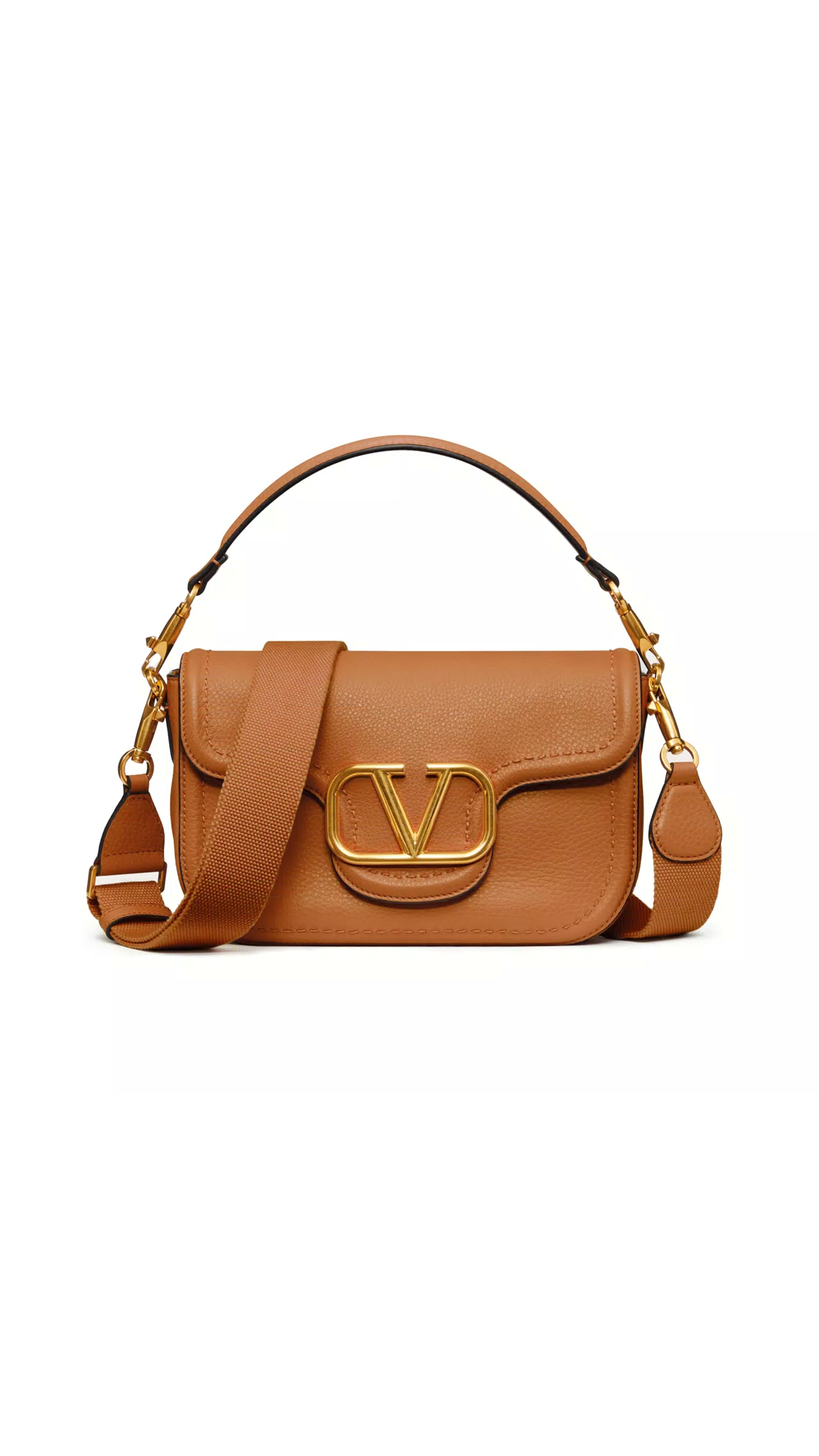 Alltime Grainy Calfskin Shoulder Bag - Almond