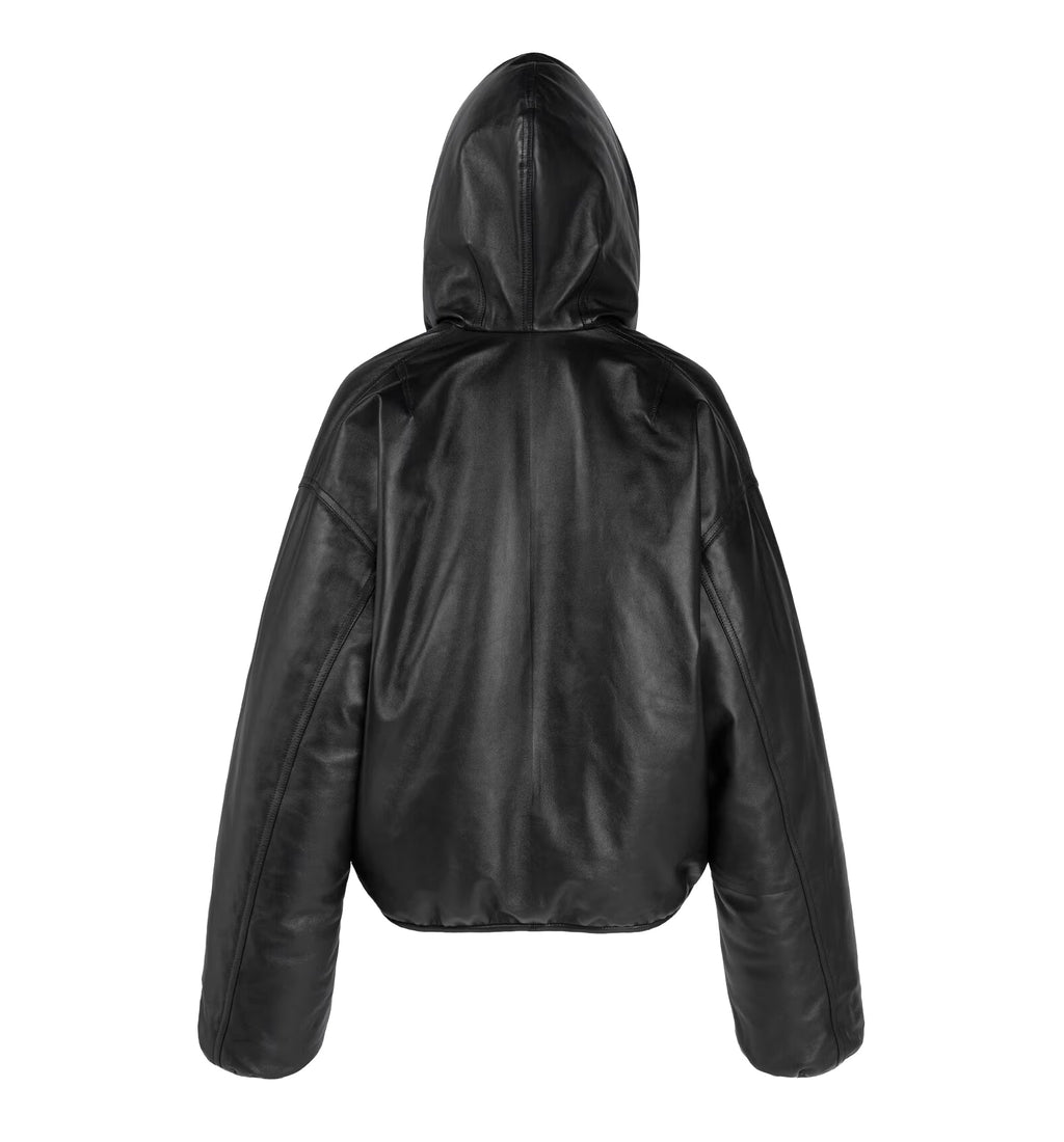 Hooded Leather Bomber