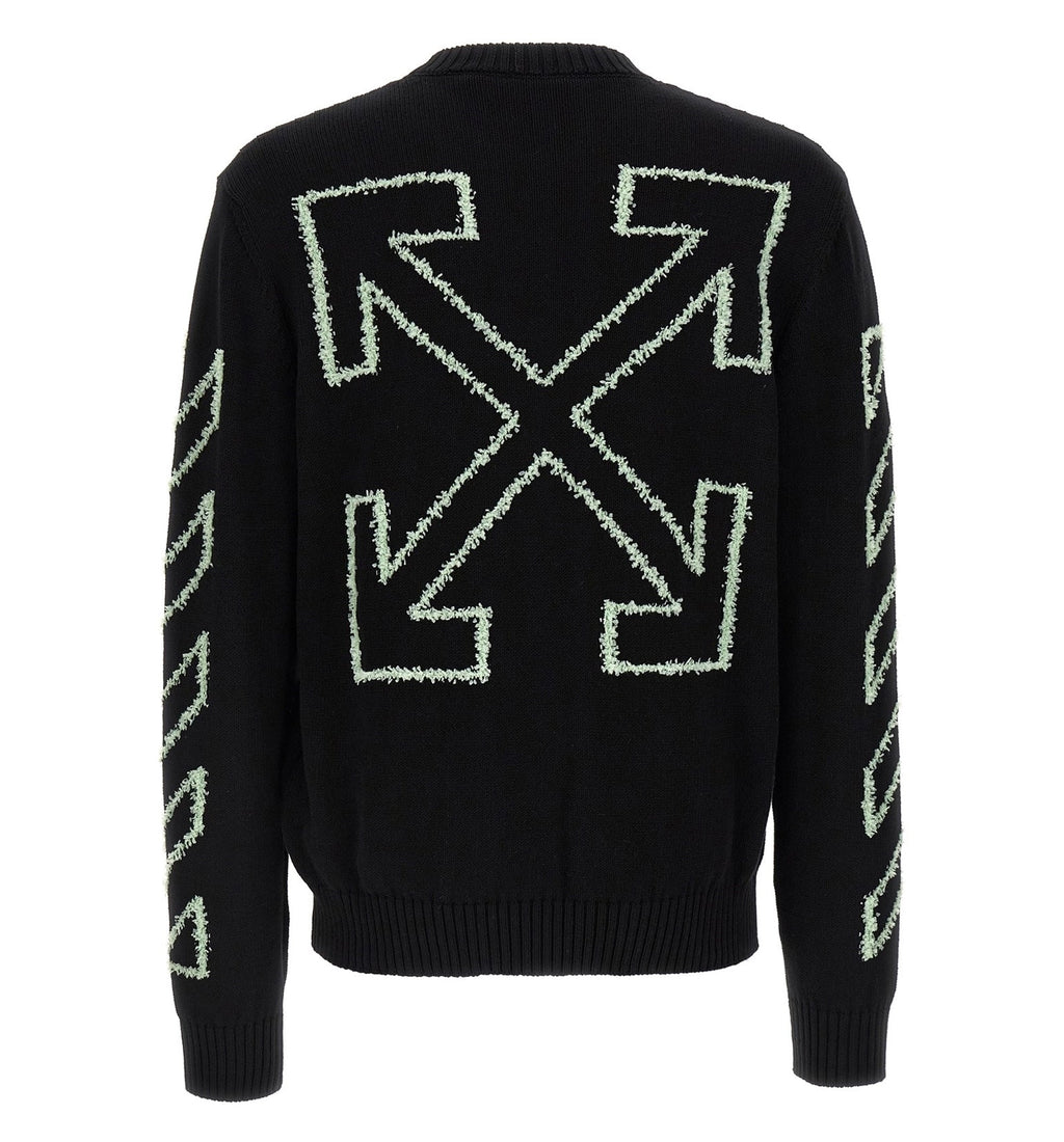 Diagonal Arrow Fuzzy Crewneck Sweater