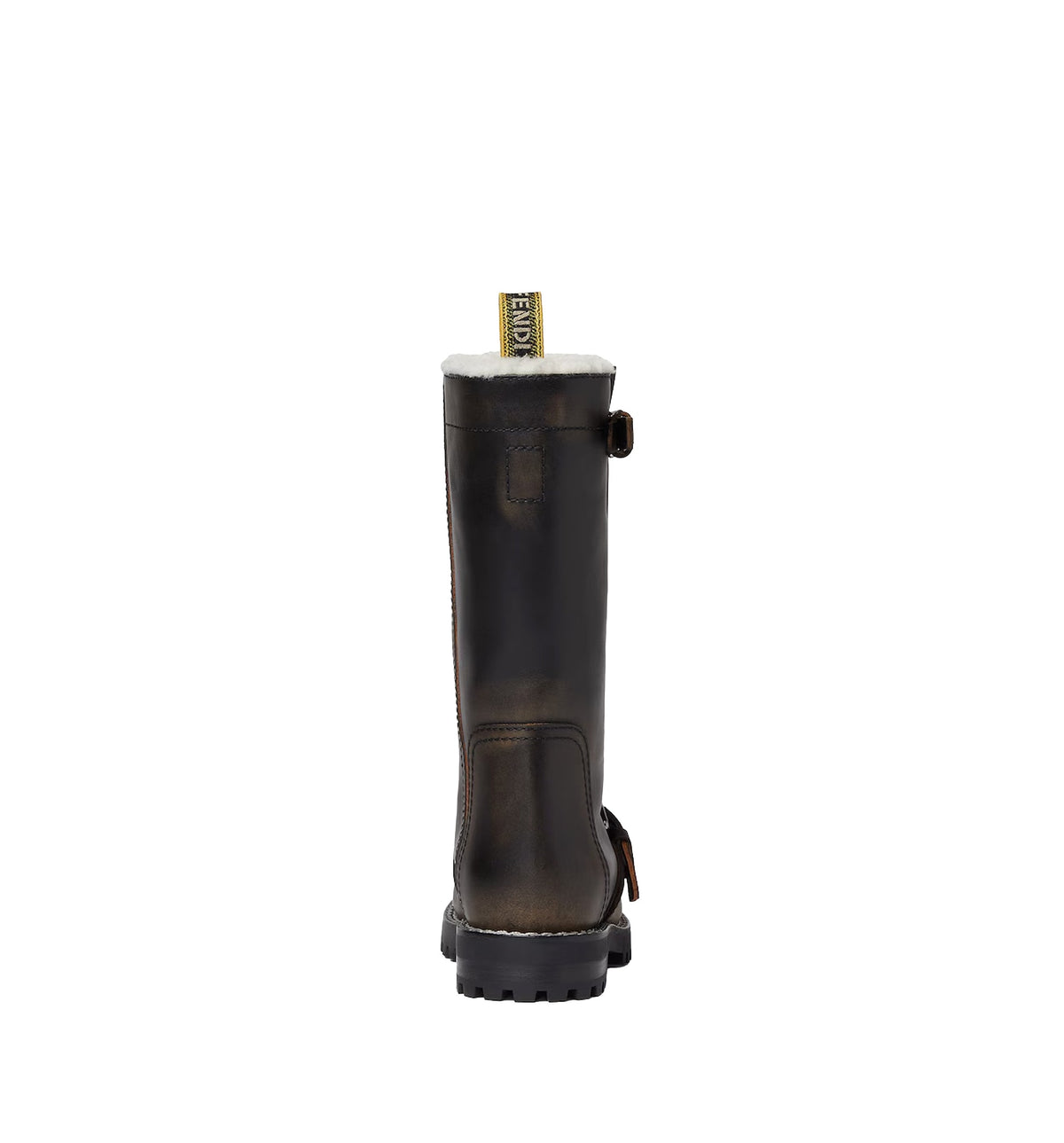 Fendi Commando Dark Brown Leather and White Shearling Boots