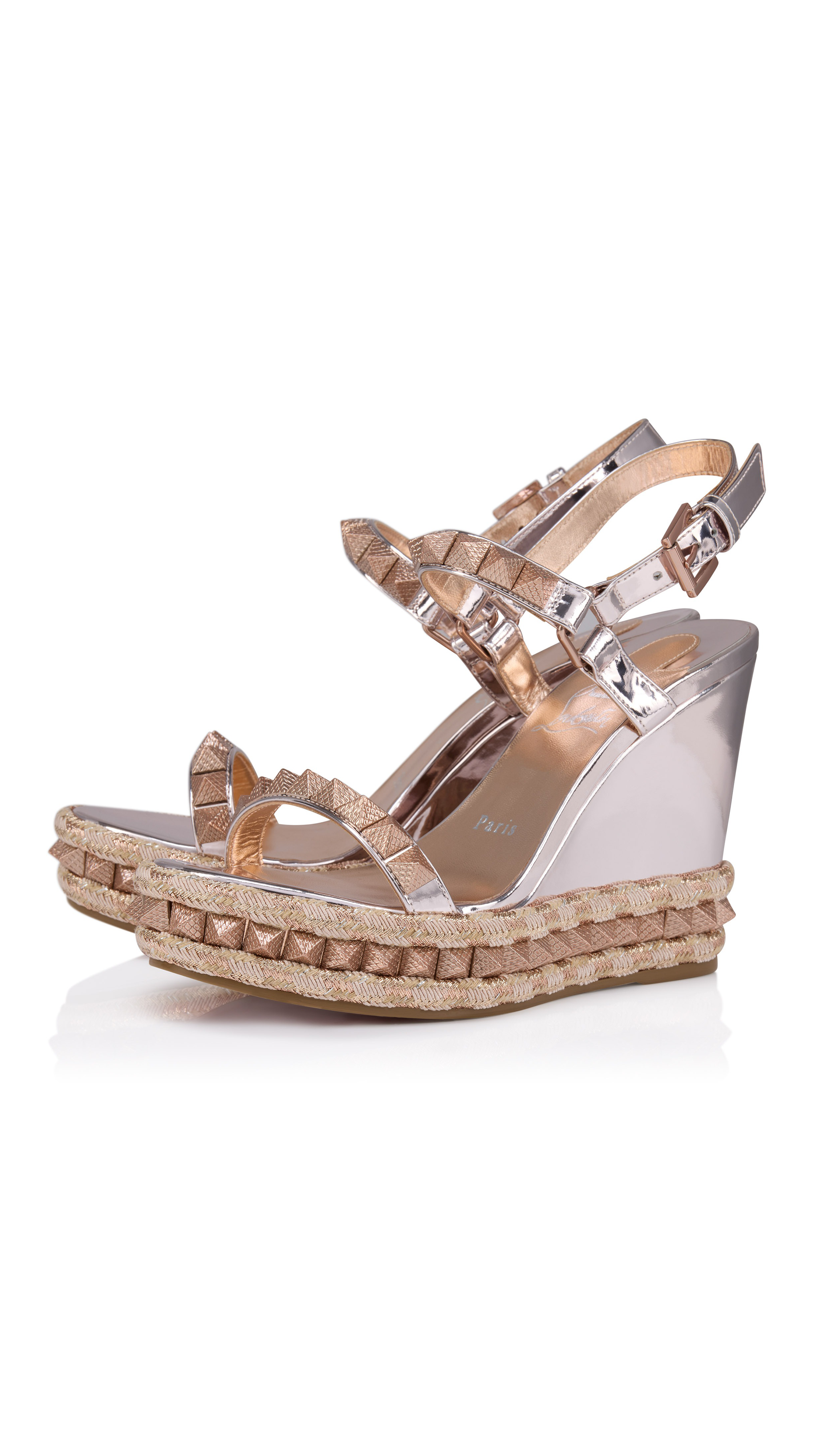 Pyraclou Wedge in Laminated Calf Leather - Vintage Rose