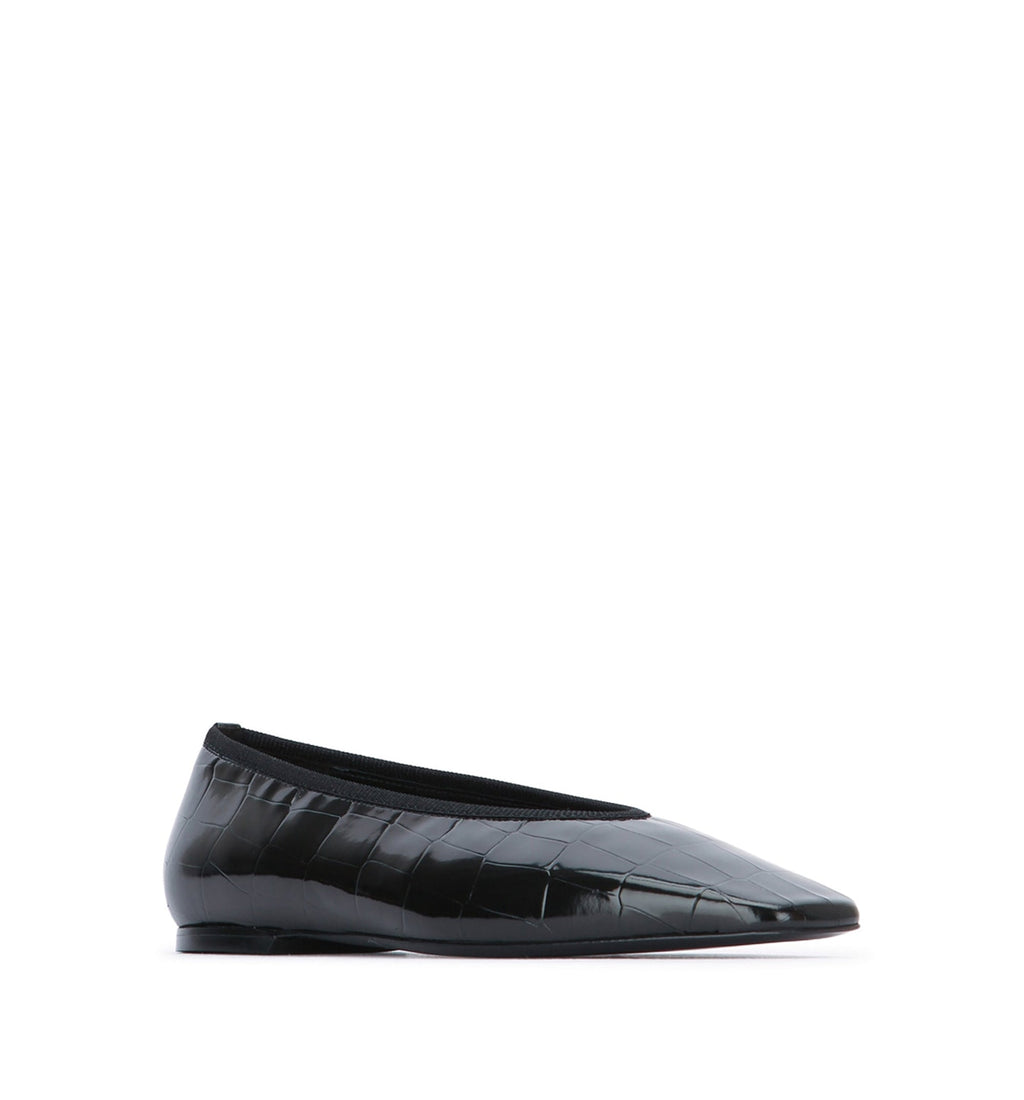 Minimalist Croco-Embossed Ballerinas