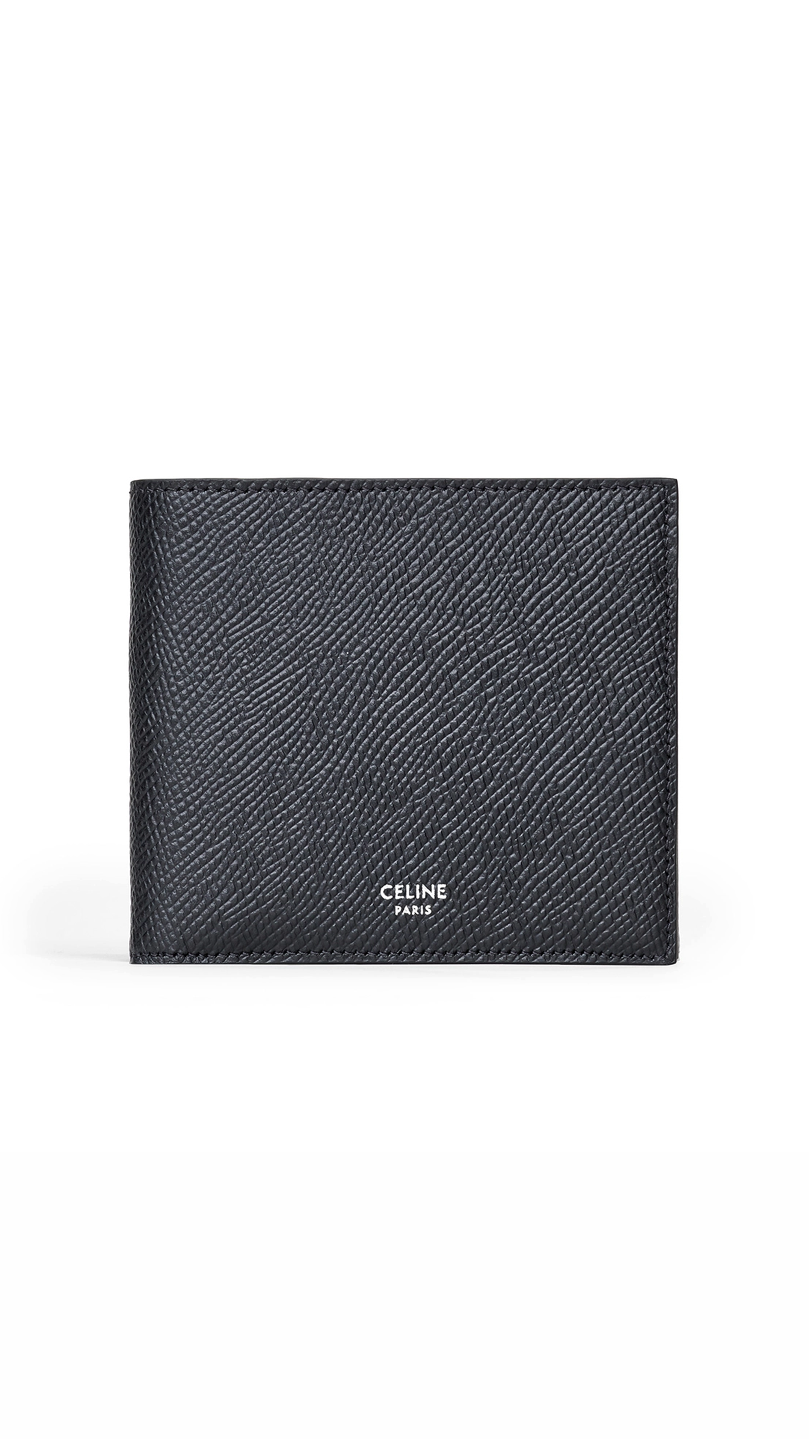 Bi-fold Wallet with Coin Compartment in Grained Calfskin - Black