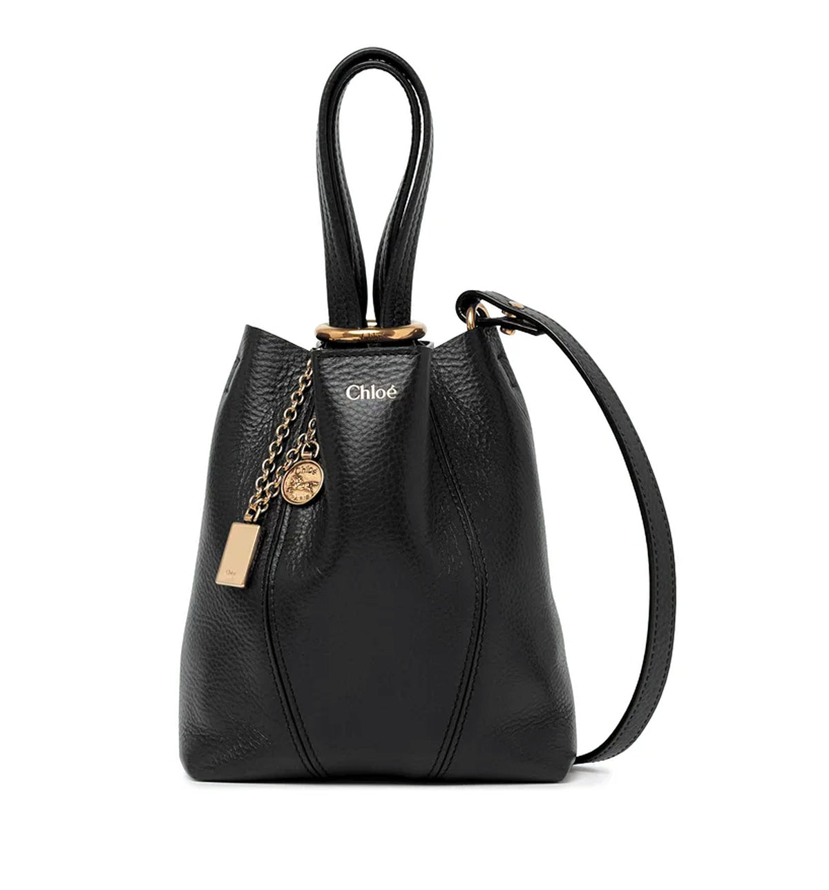 Small Chloé Spin Tote Bag In Grained Leather