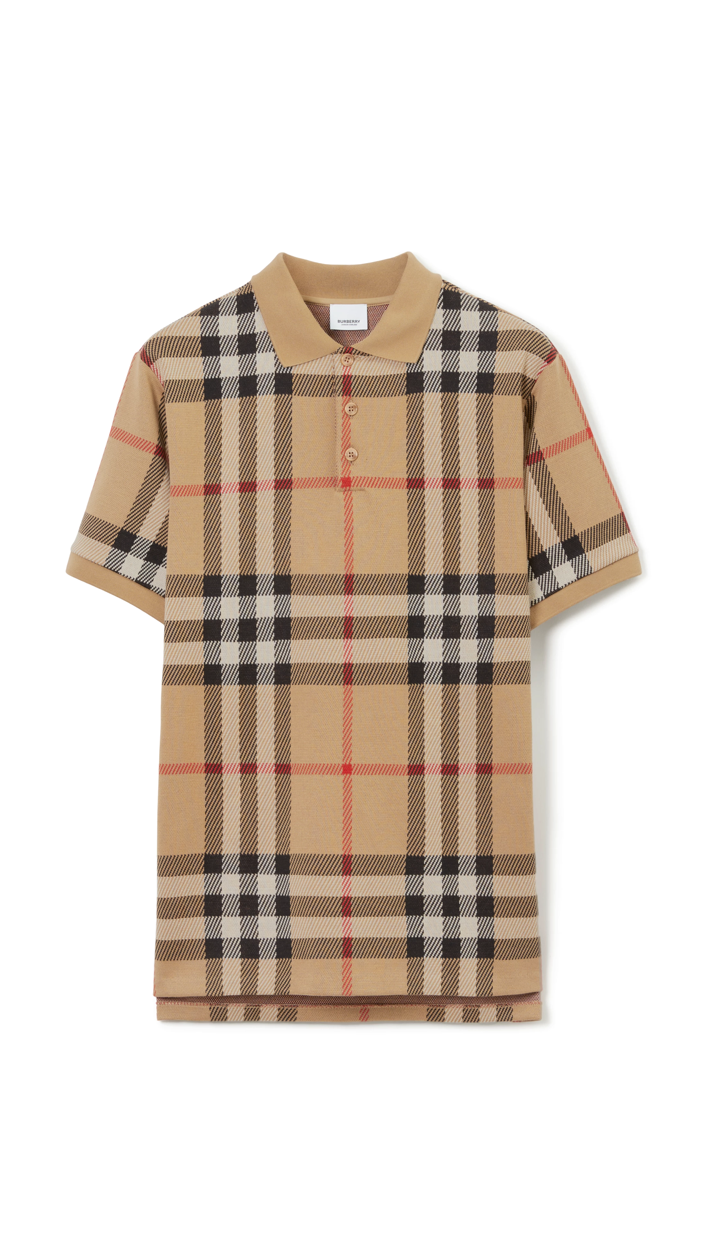 Check Cotton Jacquard Polo Shirt - Archive Beige