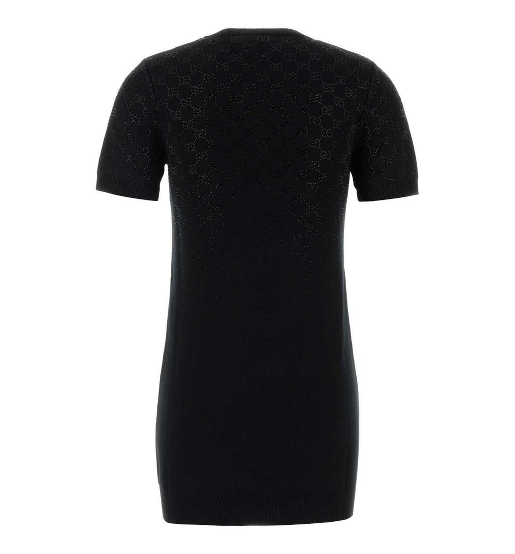 Fine Wool Dress With GG Crystals