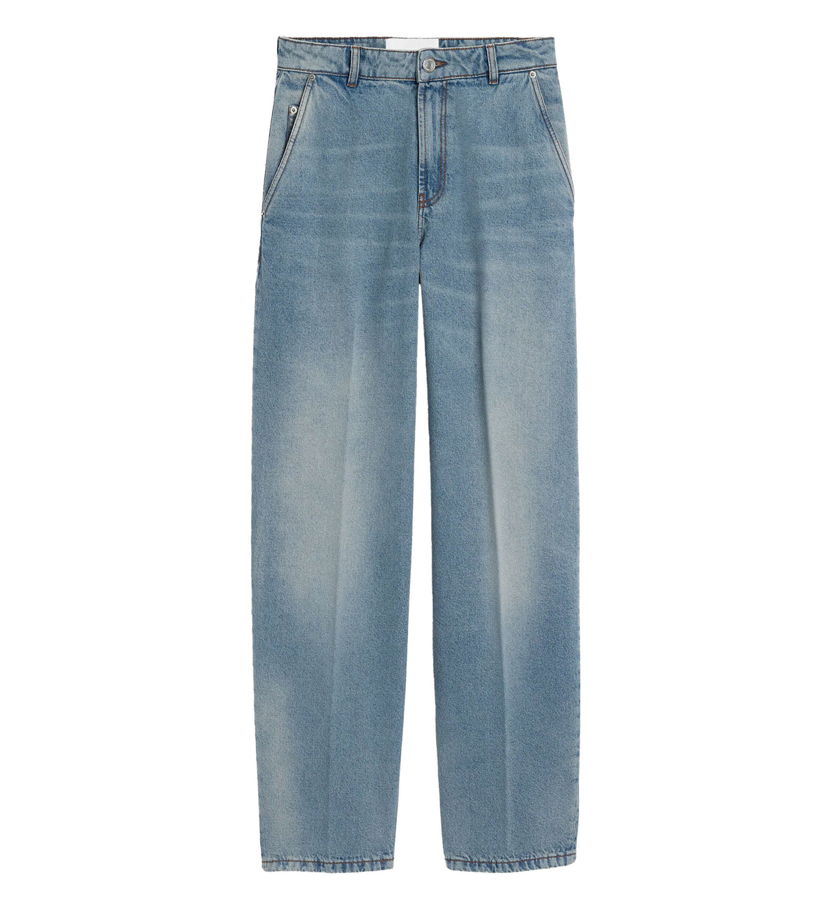 Blue balloon-fit cotton jeans