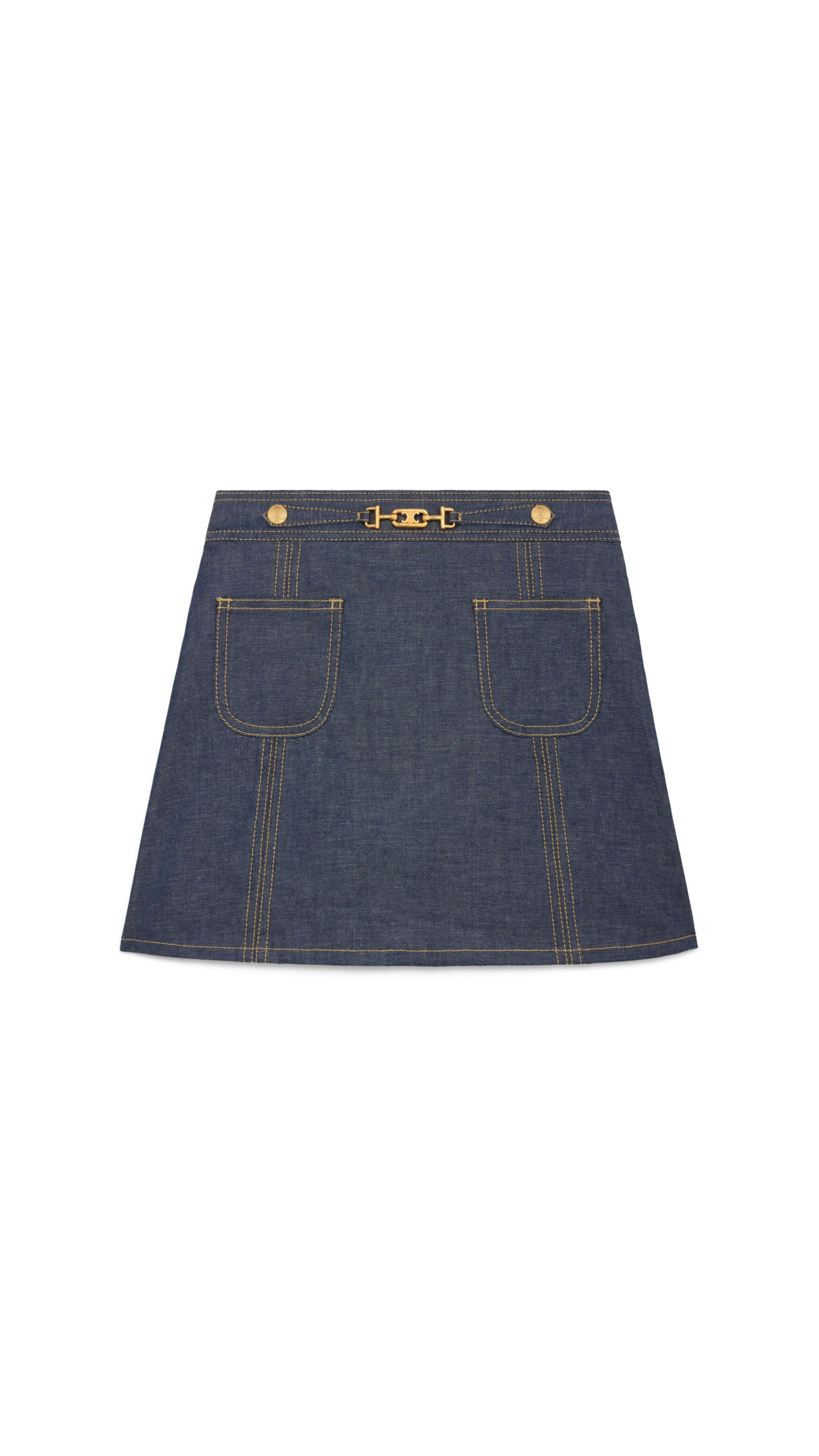Trapeze Mini Skirt in Denim - Raw Wash