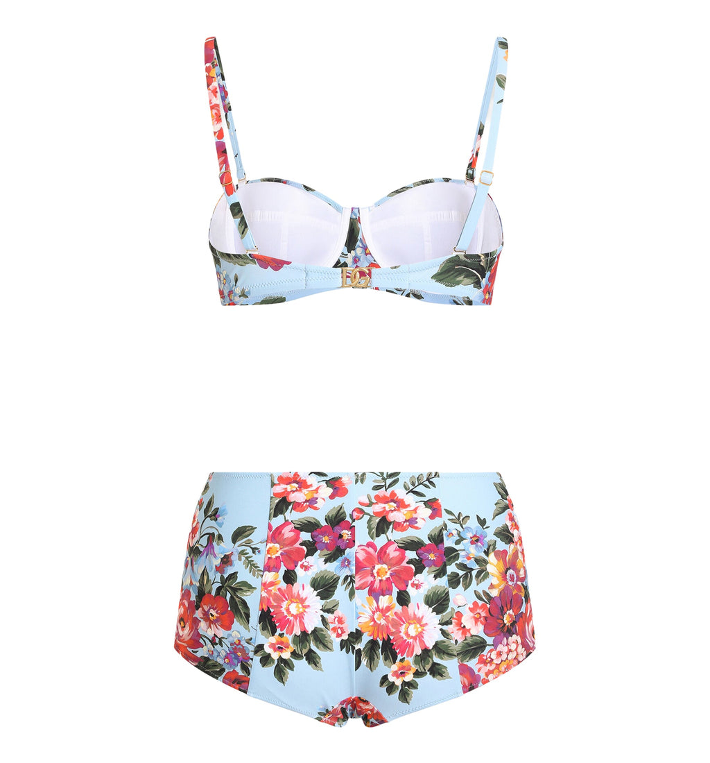 Flower Bouquet-Print Balconette Bikini