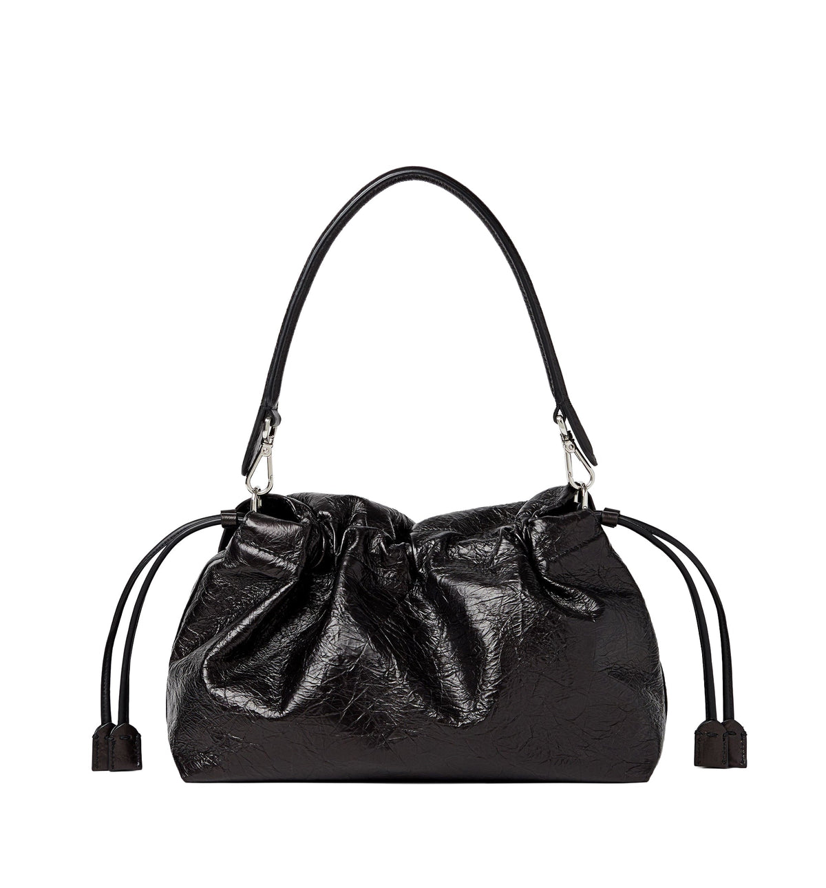 Baguette Soft Large Crackled Black Leather Bag