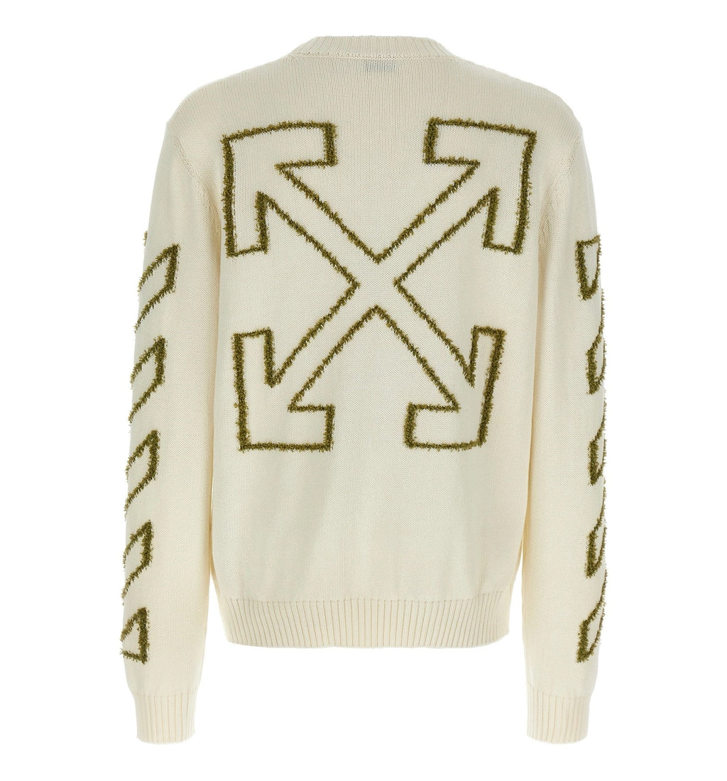 Diagonal Arrow Fuzzy Crewneck Sweater