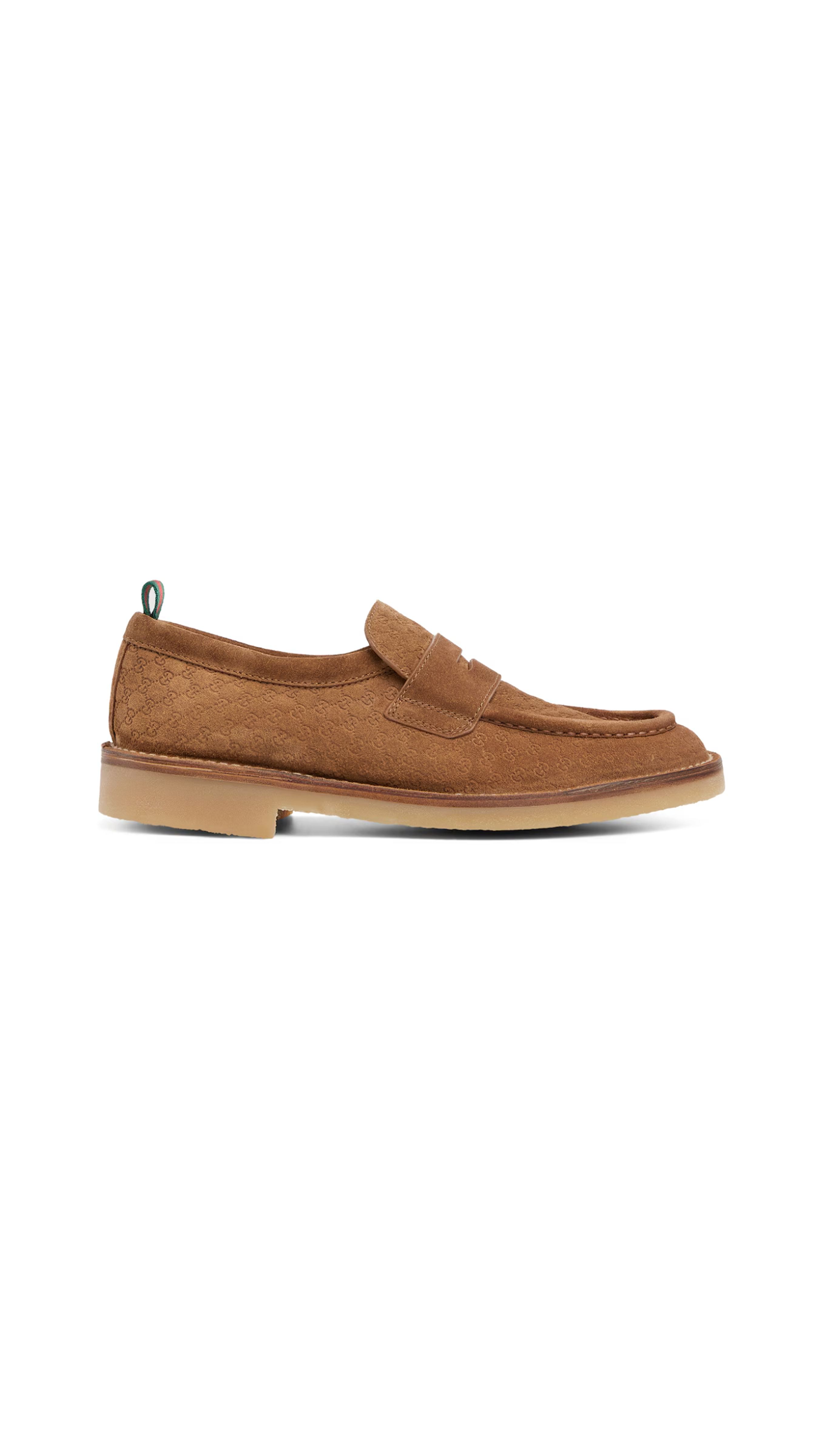 GG Suede Loafers with Web - Brown