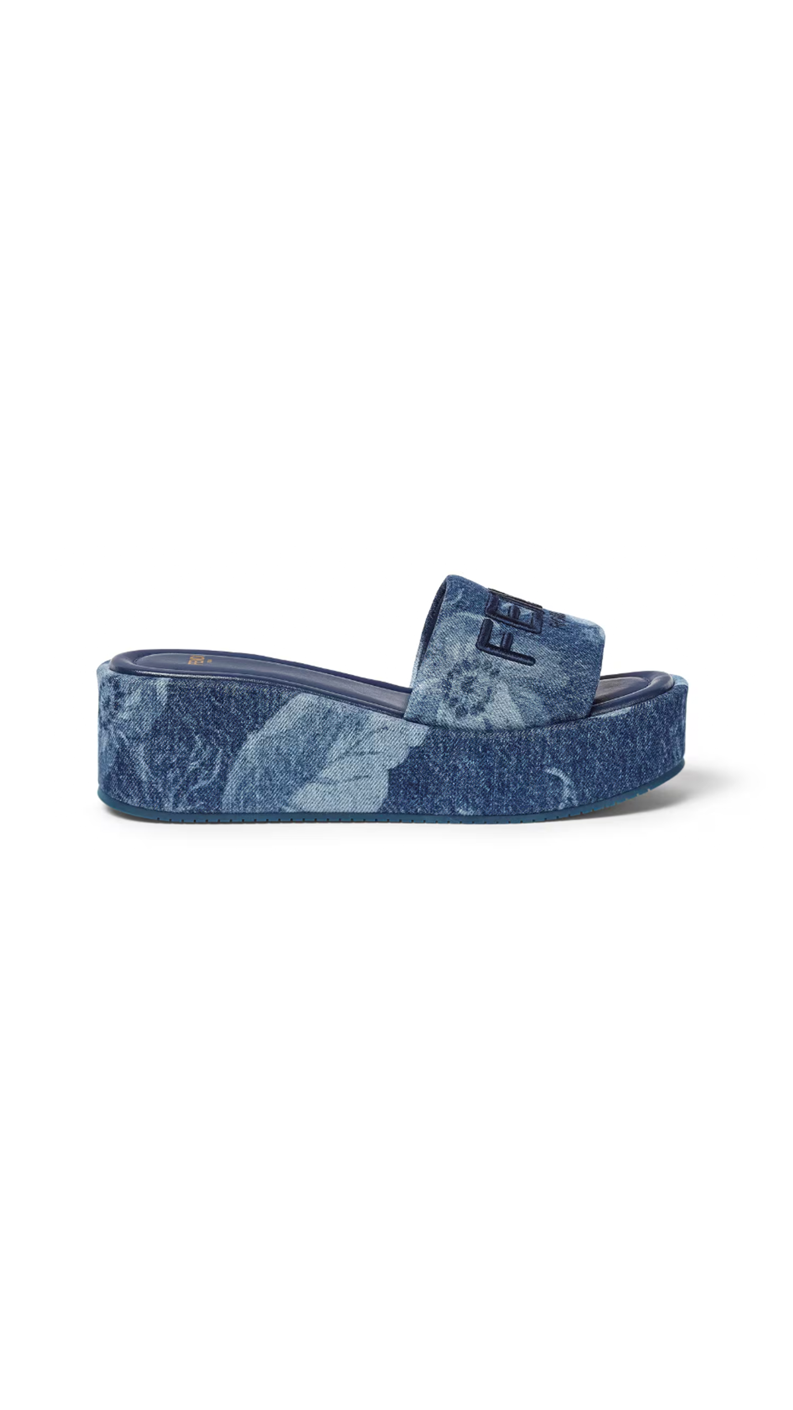 Denim Fendi Sunshine Wedge Mule - Blue