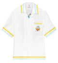 White Tennis Landscape Short Sleeve Silk Shirt