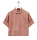 Short sleeve shirt in suede goatskin
