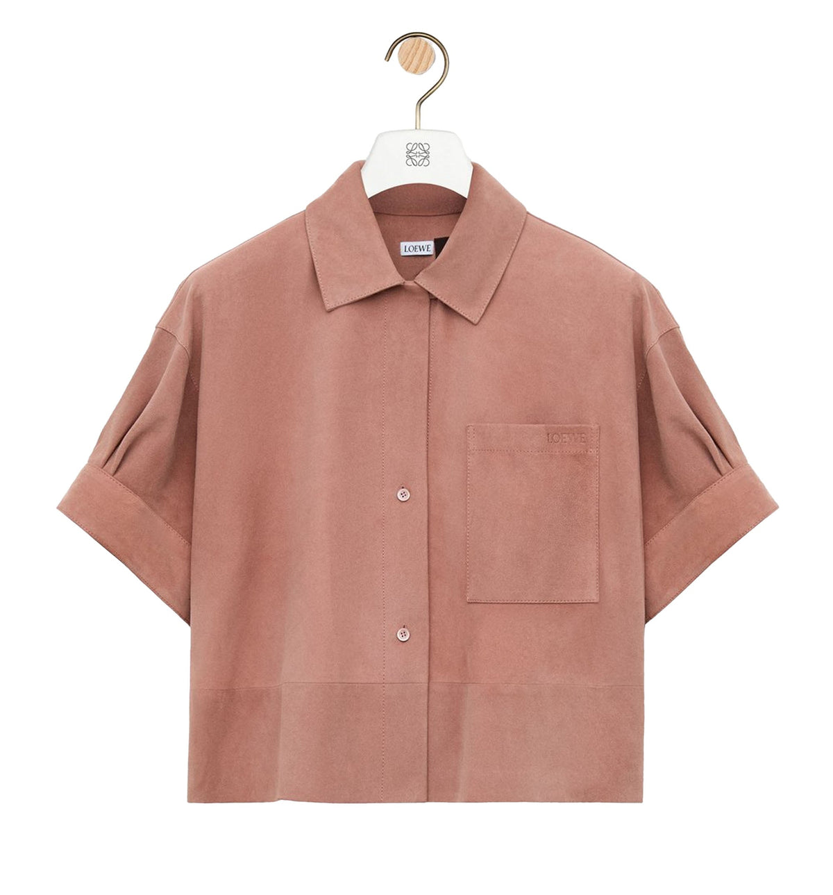 Short sleeve shirt in suede goatskin